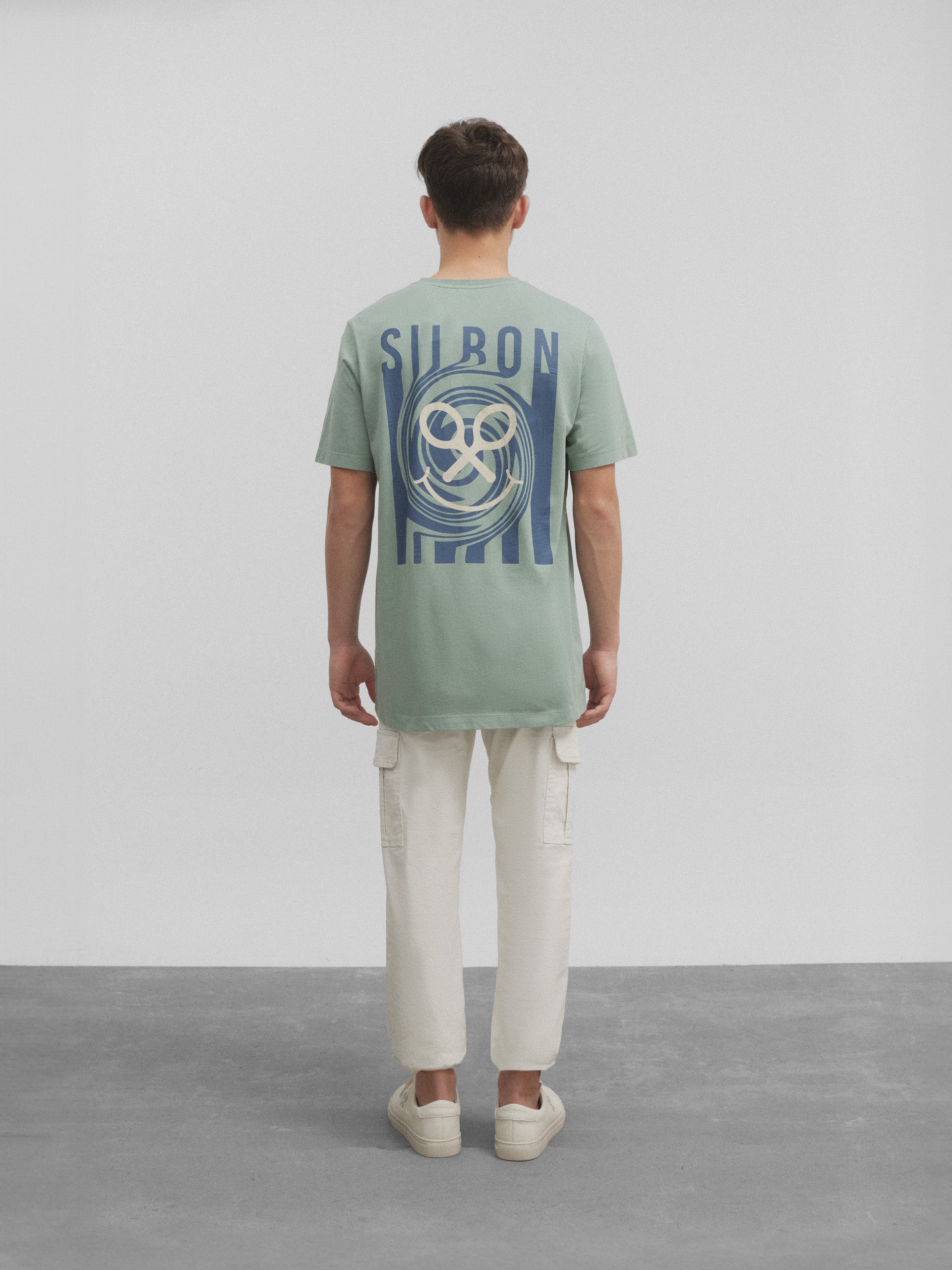Silbon striped acid green t-shirt