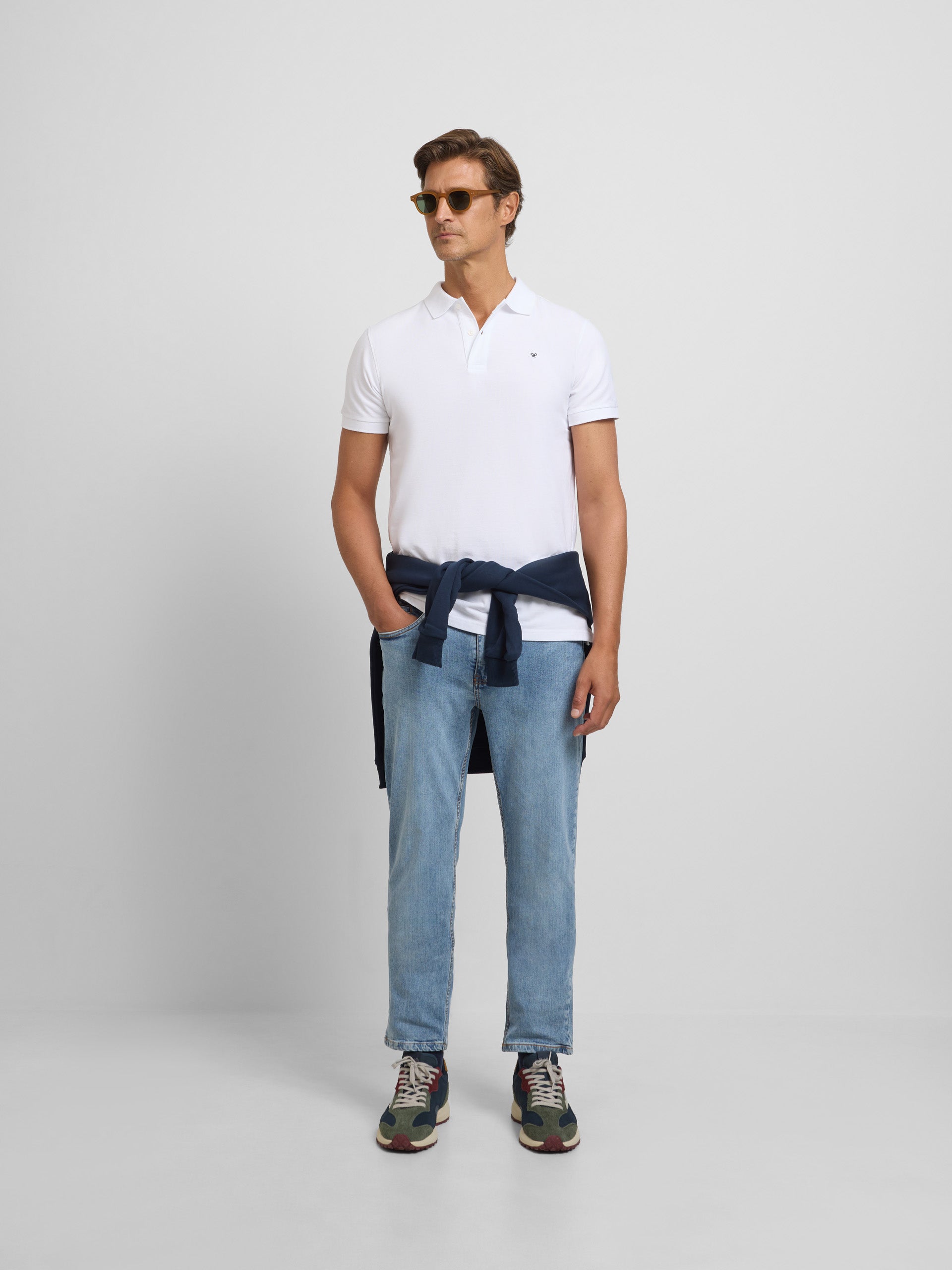 Classic plain white polo shirt