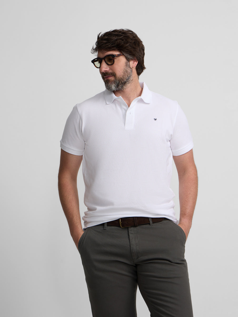 Polo clasico liso blanco