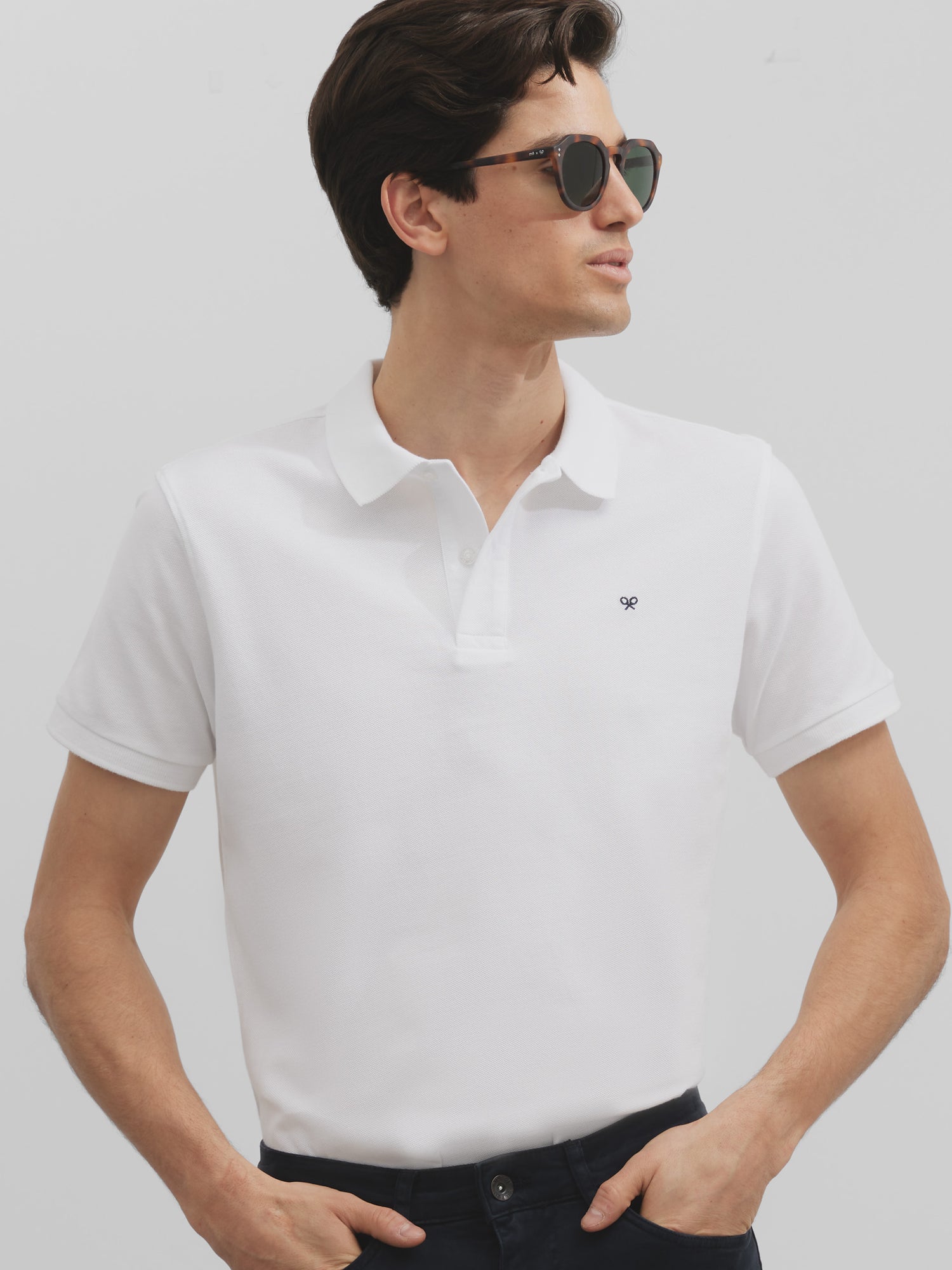 Classic plain white polo shirt