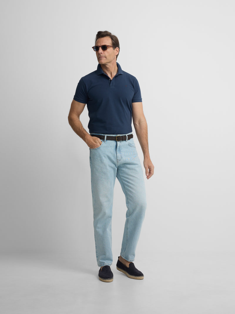 Classic plain navy blue polo
