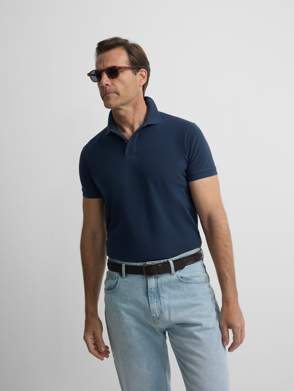 Polo clasico liso azul marino