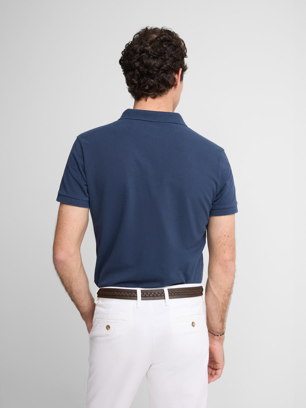 Polo clássico liso azul-marinho