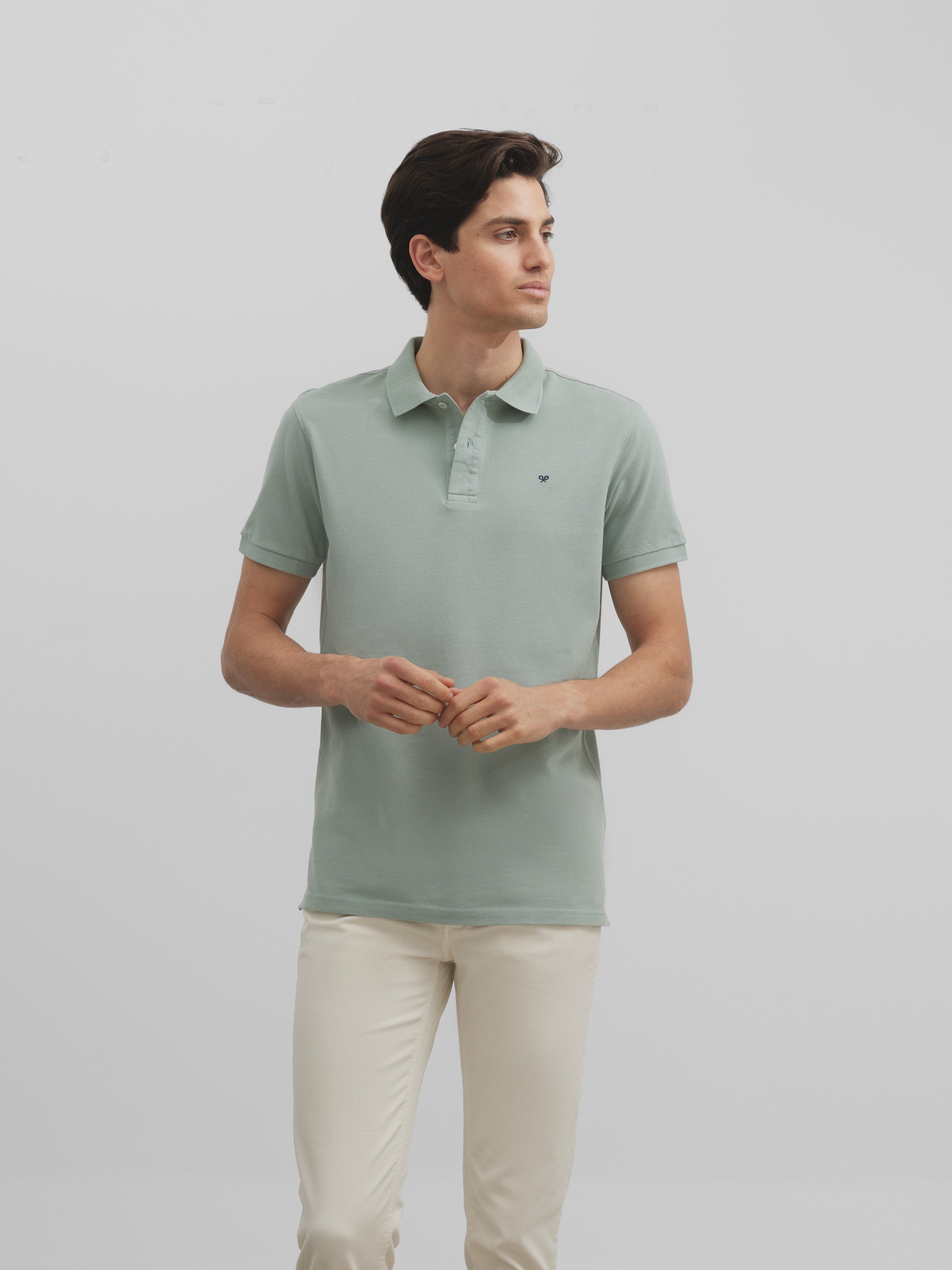 Medium green plain classic polo shirt