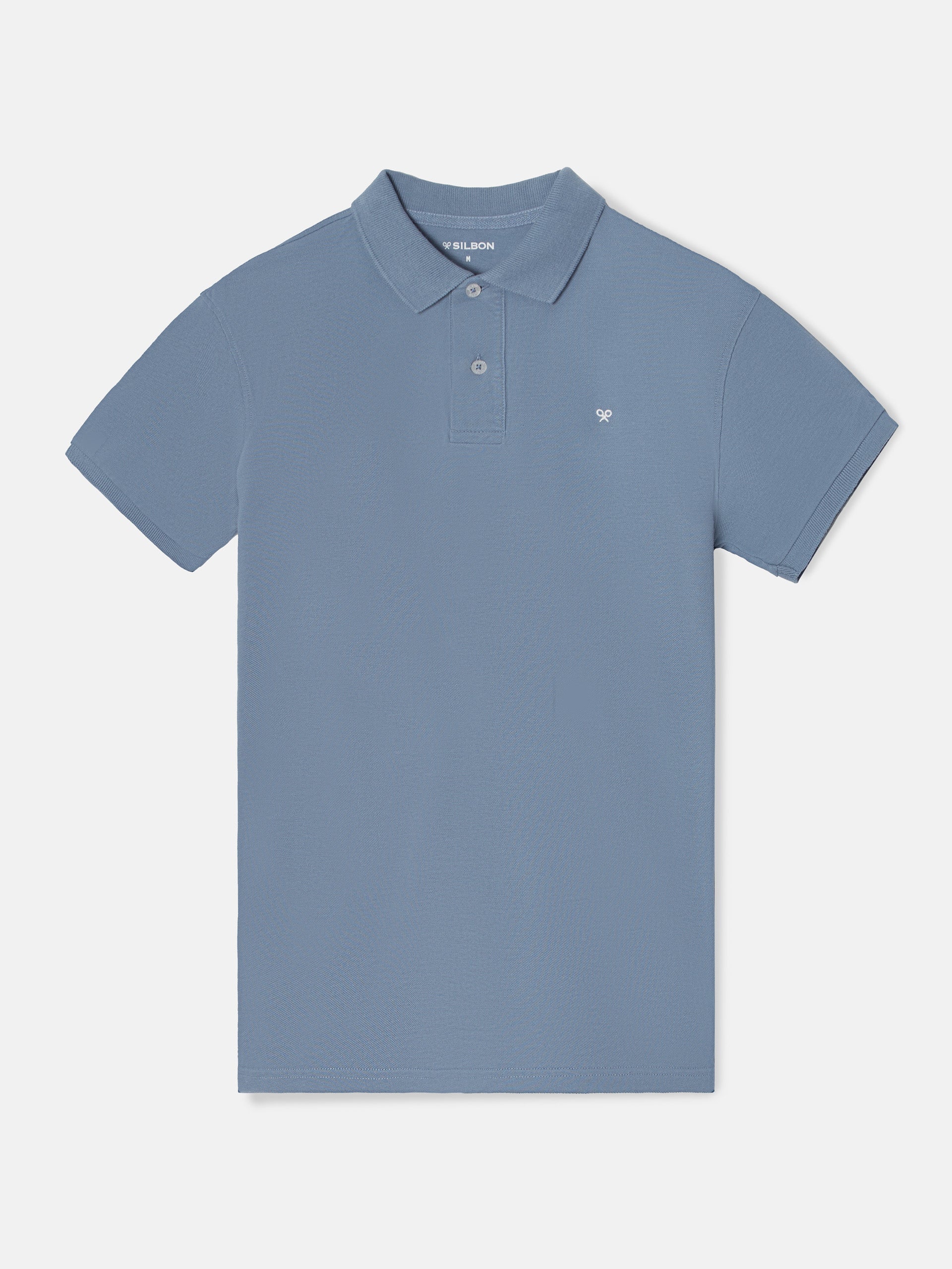 Classic plain medium blue polo shirt