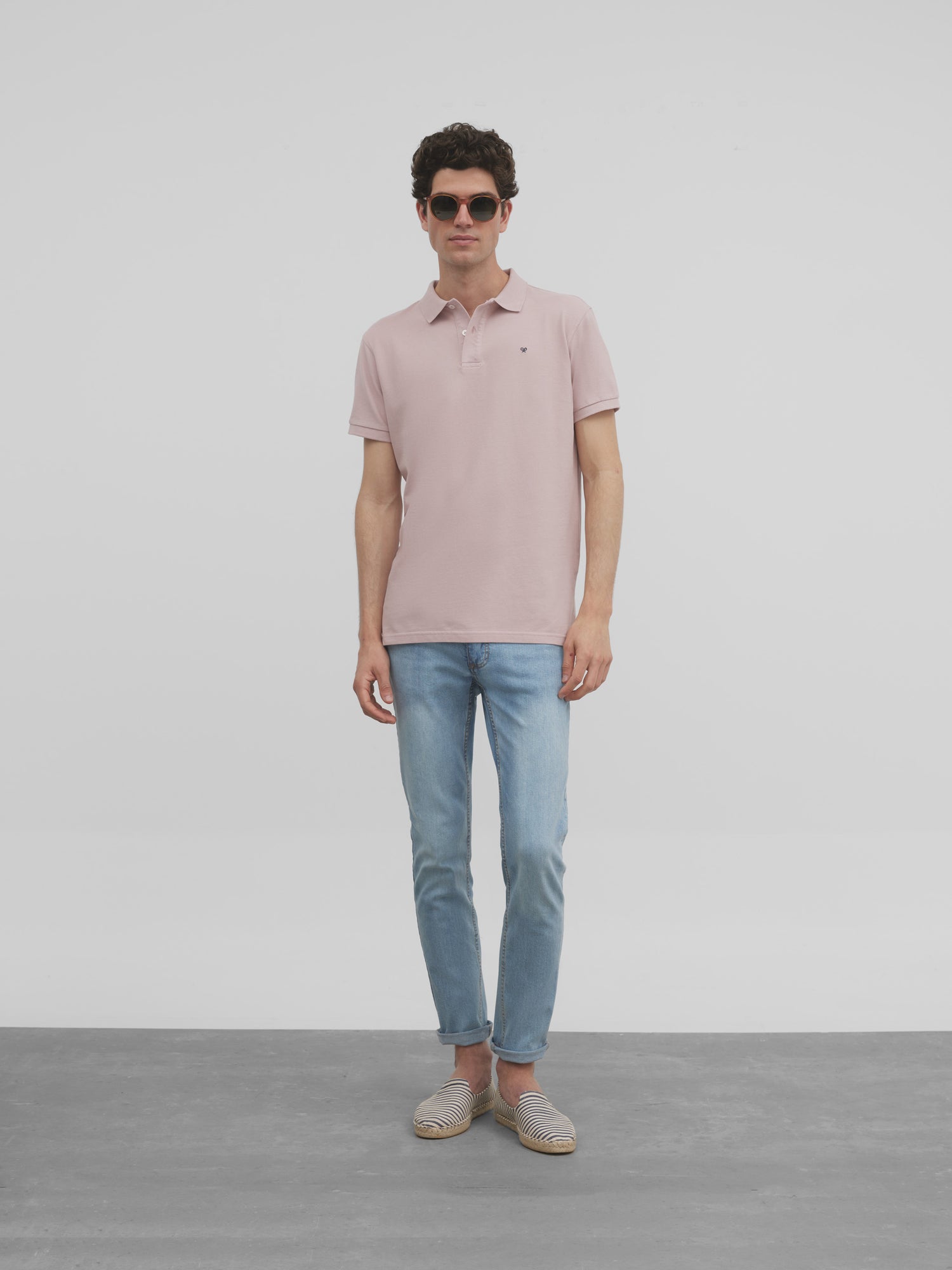 Classic plain light pink polo shirt
