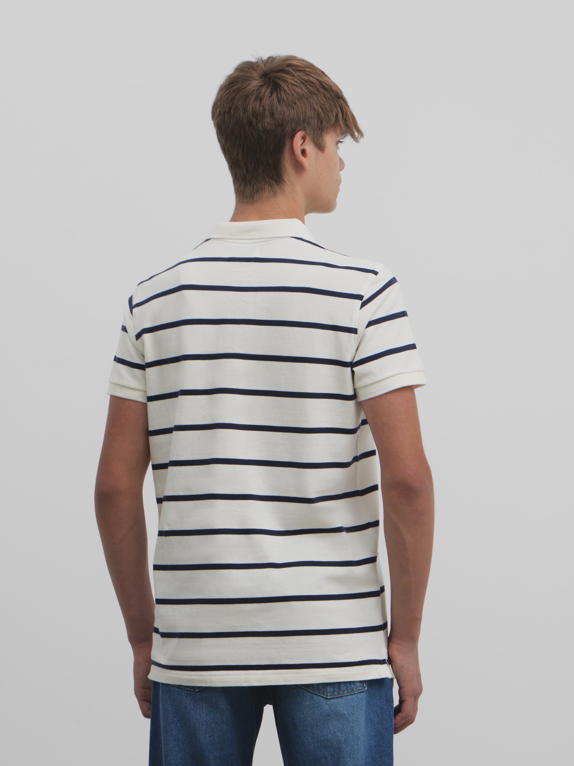 Classic white nautical stripe polo shirt