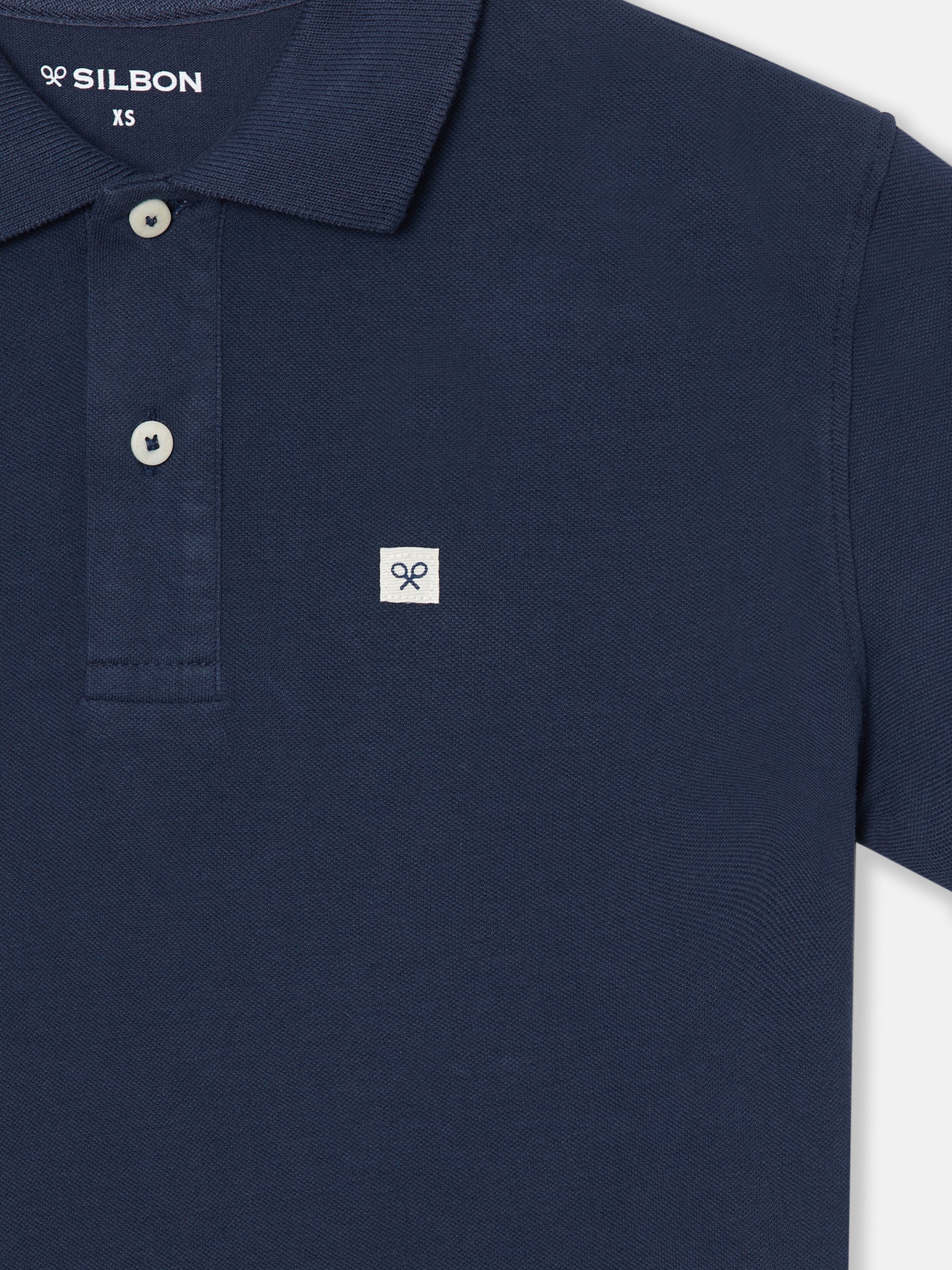 Navy blue mini patch polo shirt