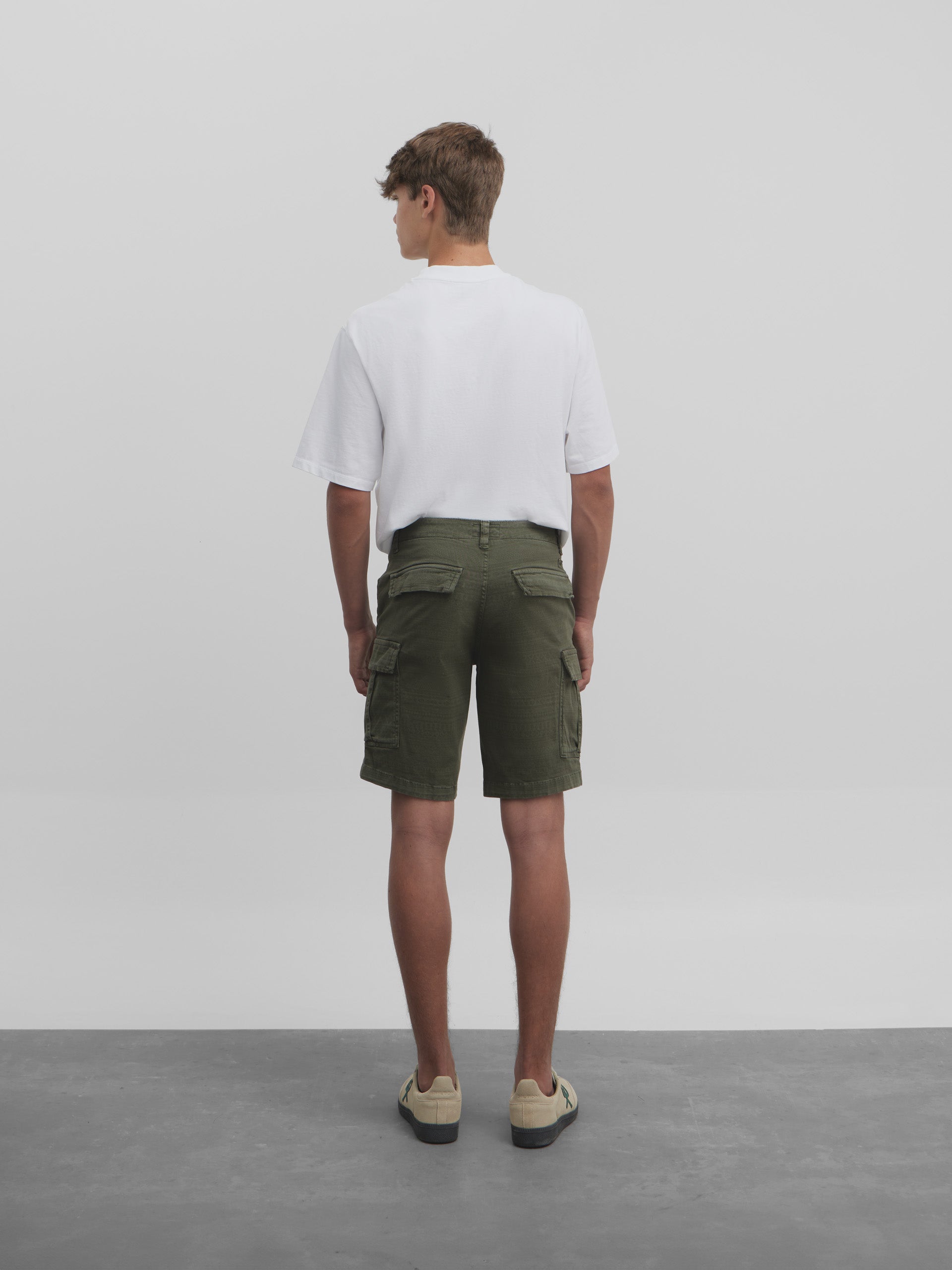 Green ethnic cargo shorts