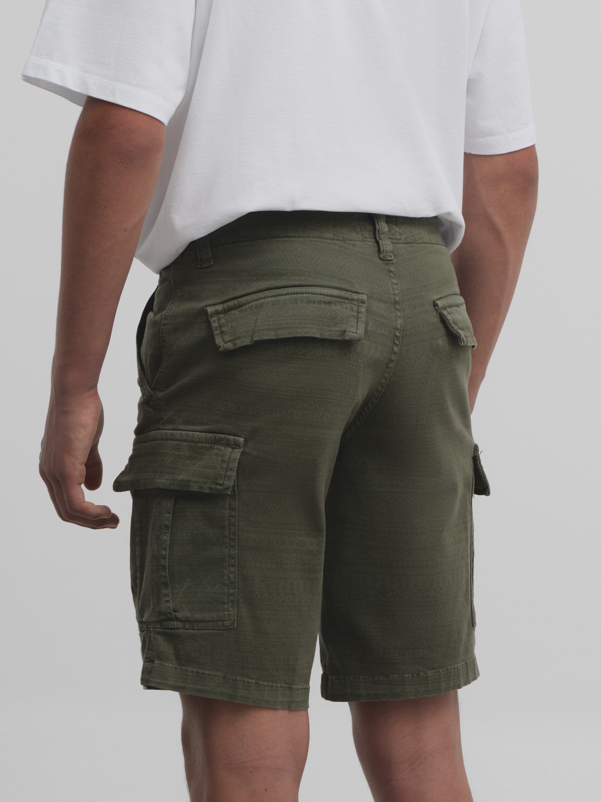 Green ethnic cargo shorts