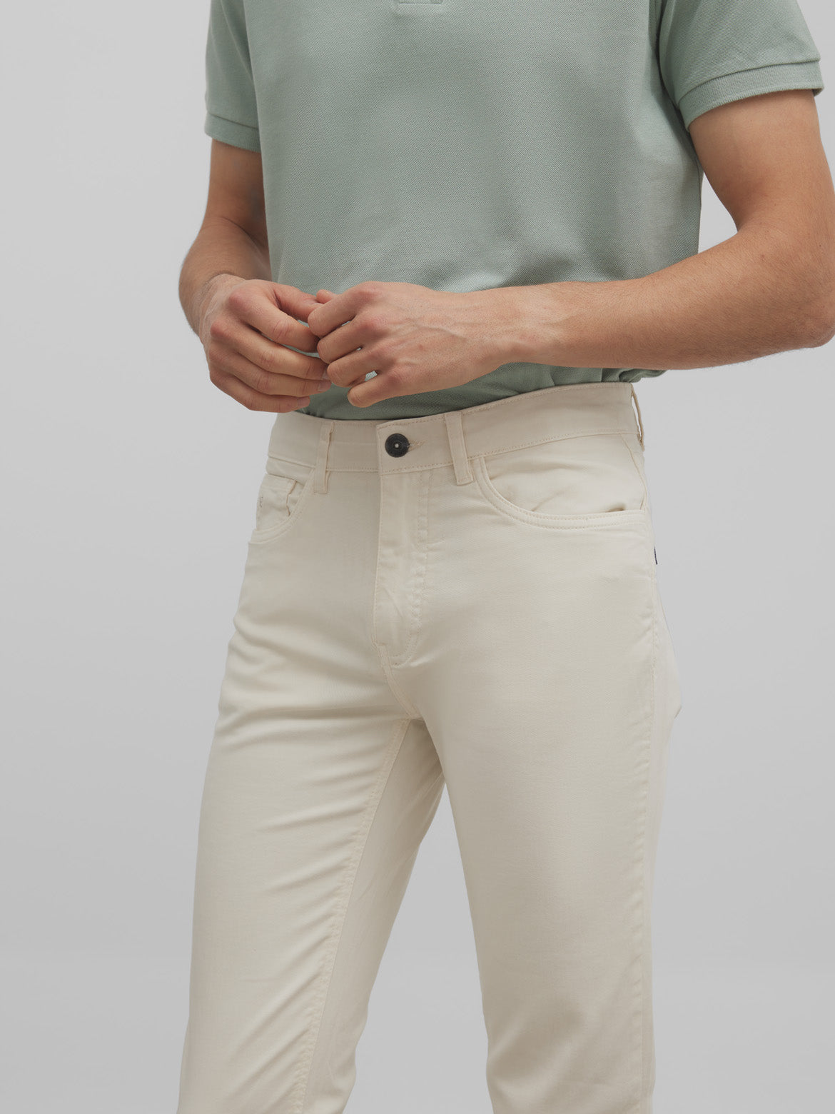 Pantalon sport cinq poches beige clair