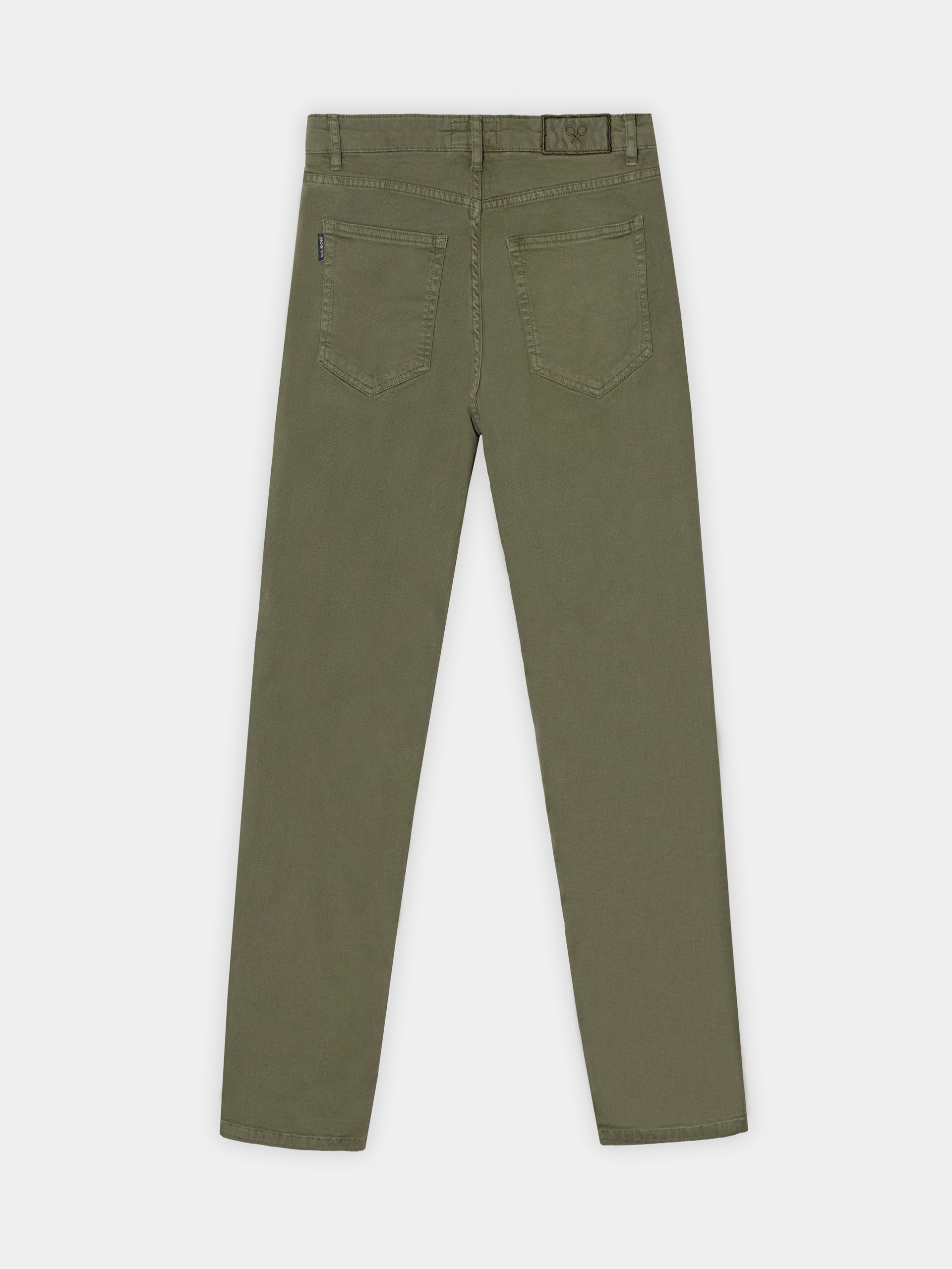 Green five-pocket sport pants