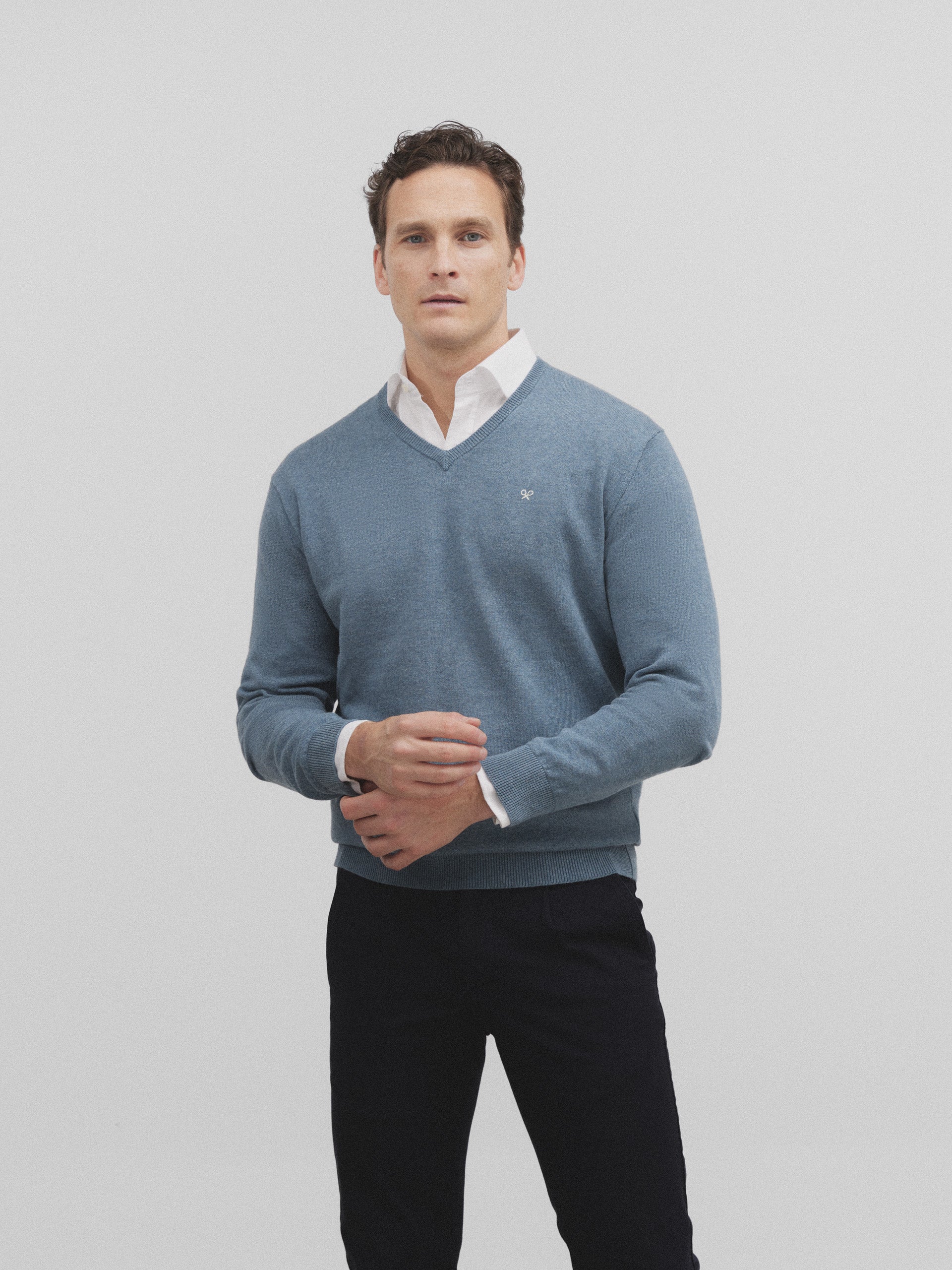 Gray blue v-neck sweater