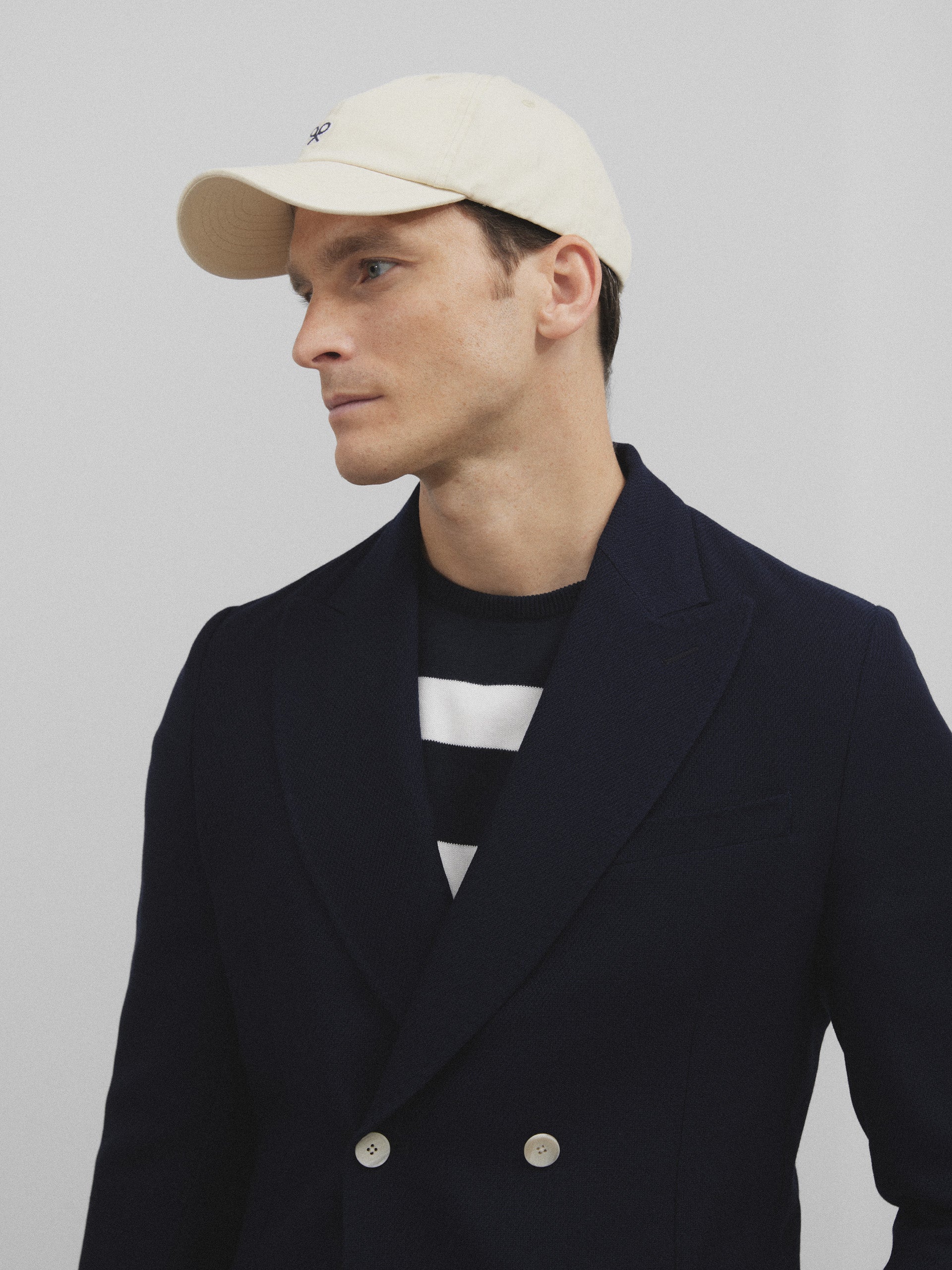 Silbon double-breasted navy blue structured jacket