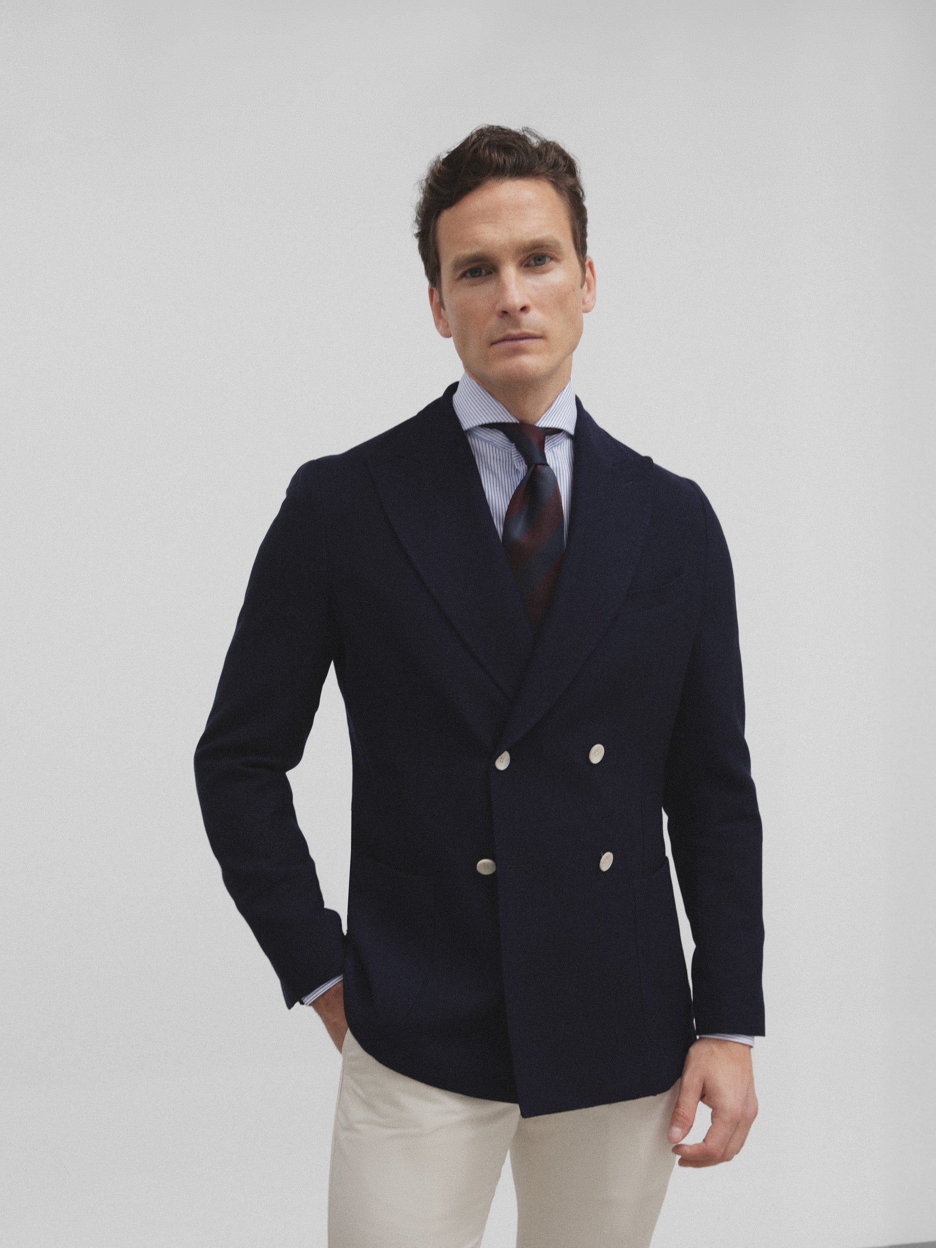 Silbon double-breasted navy blue structured jacket