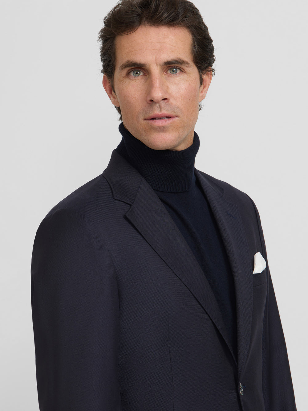 Americana stretch clássica azul-marinho