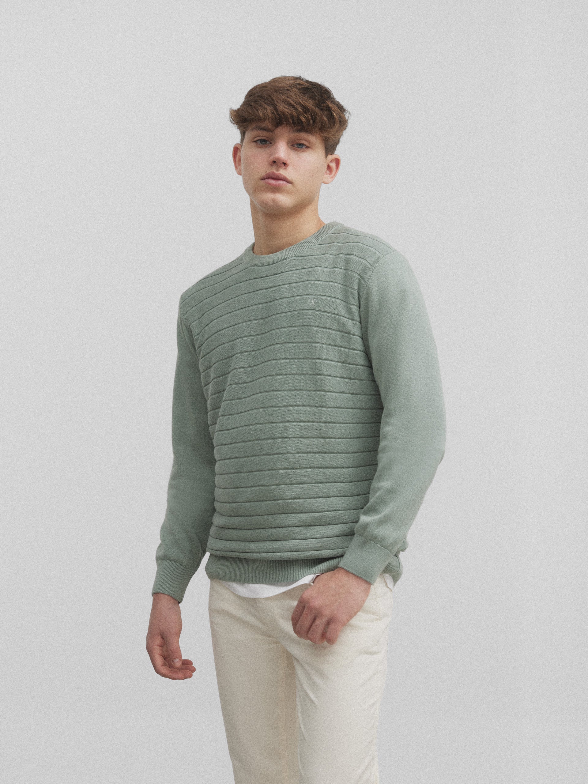 Green striped sweater