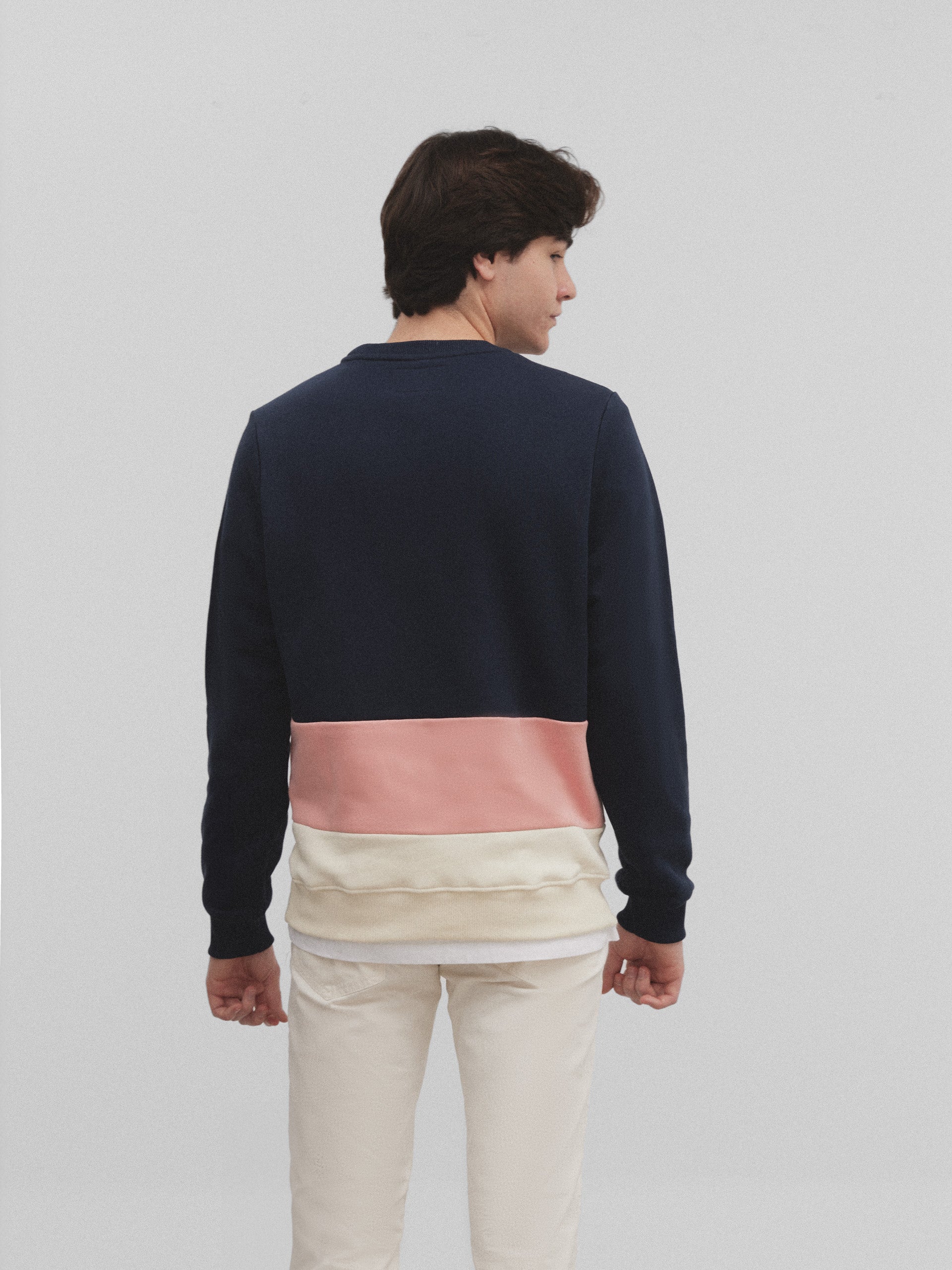 Blue horizontal striped sweatshirt