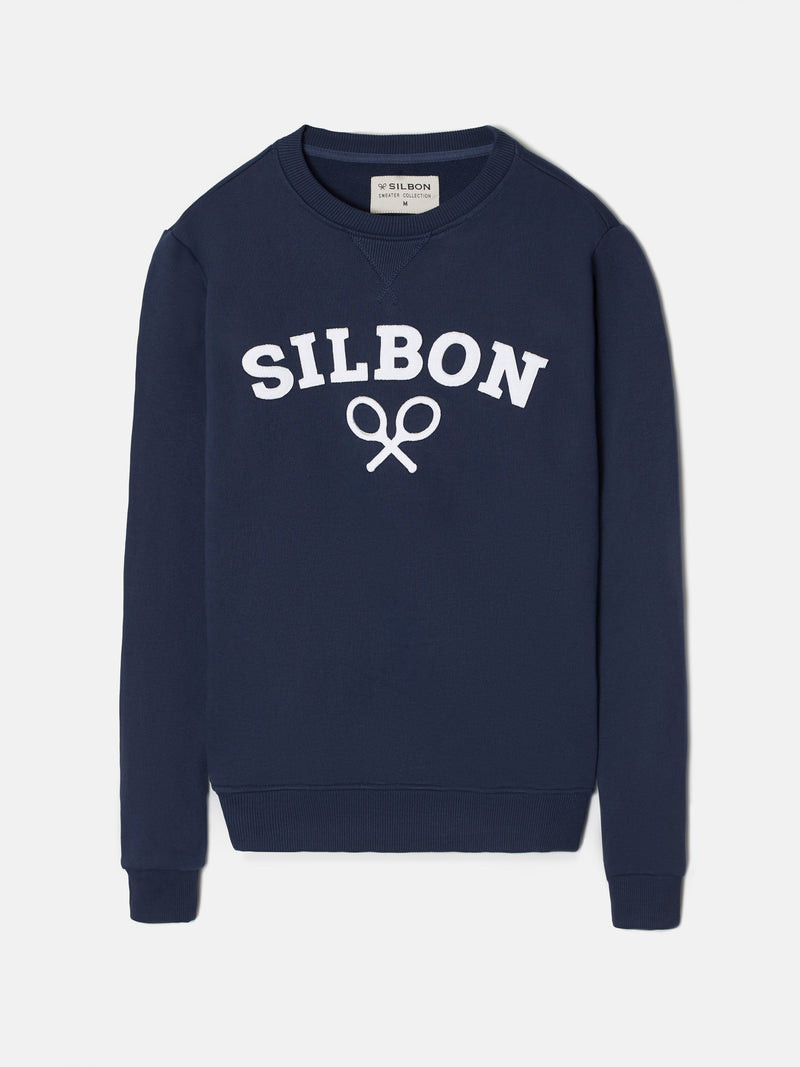 Silbon navy blue half racket sweatshirt