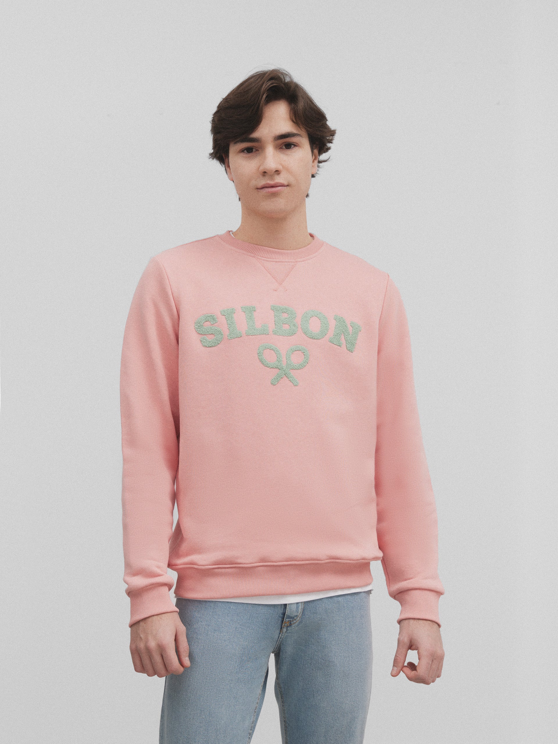 Silbon racket half coral sweatshirt