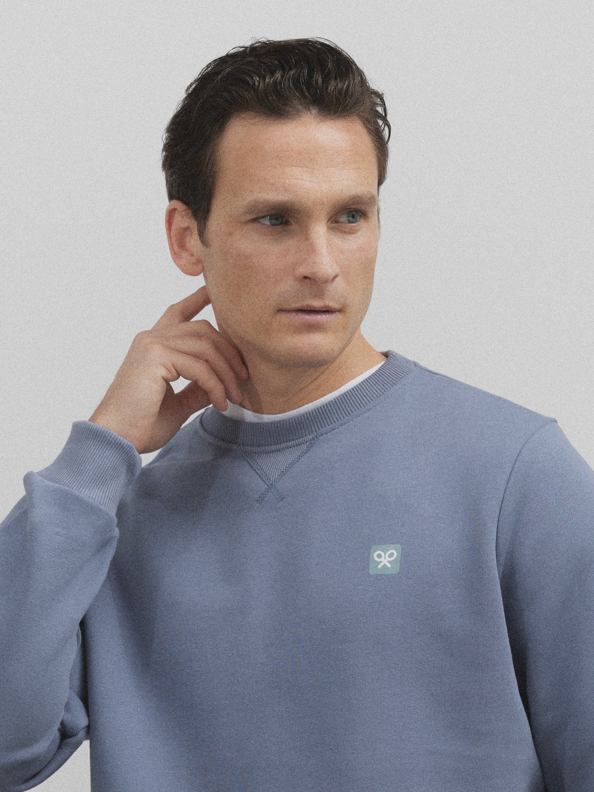 Blue racket check sweatshirt