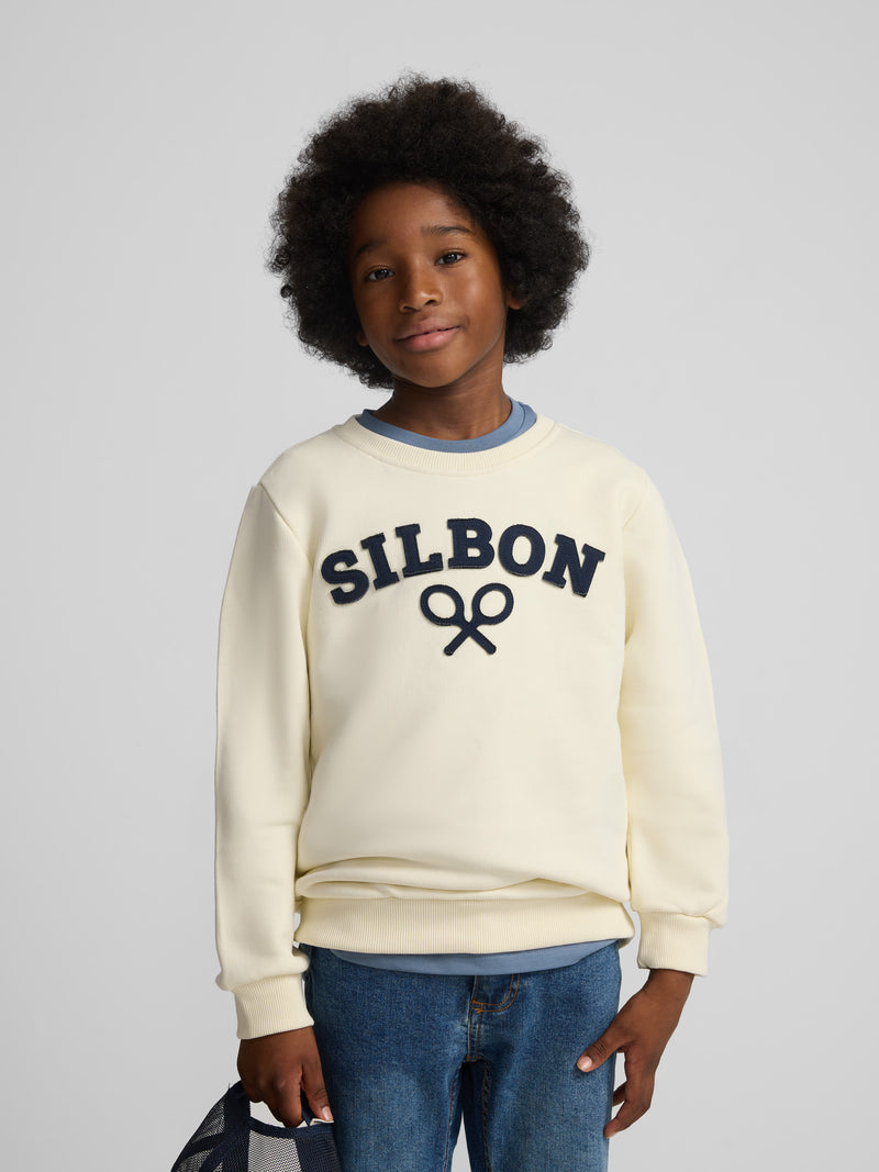 Sweat-shirt enfant raquette demi-crème