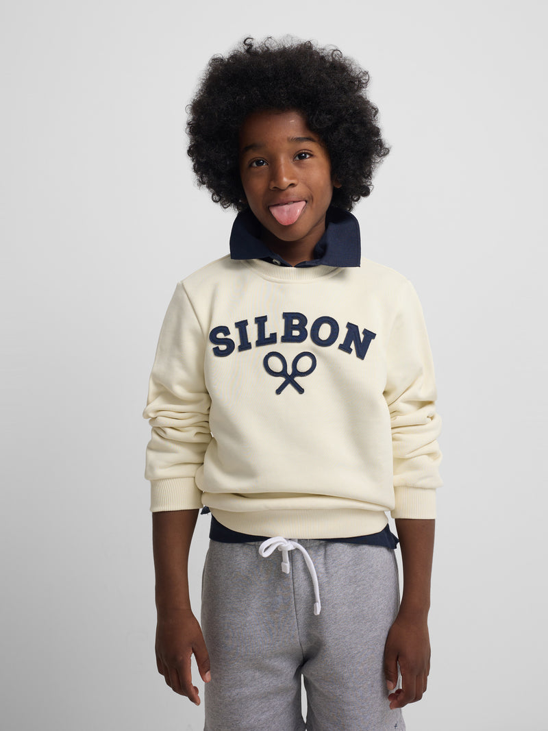 Sweat-shirt enfant raquette demi-crème
