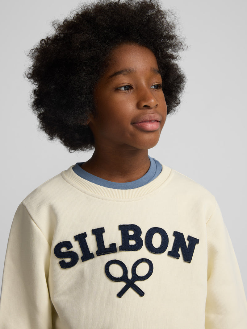 Sweat-shirt enfant raquette demi-crème