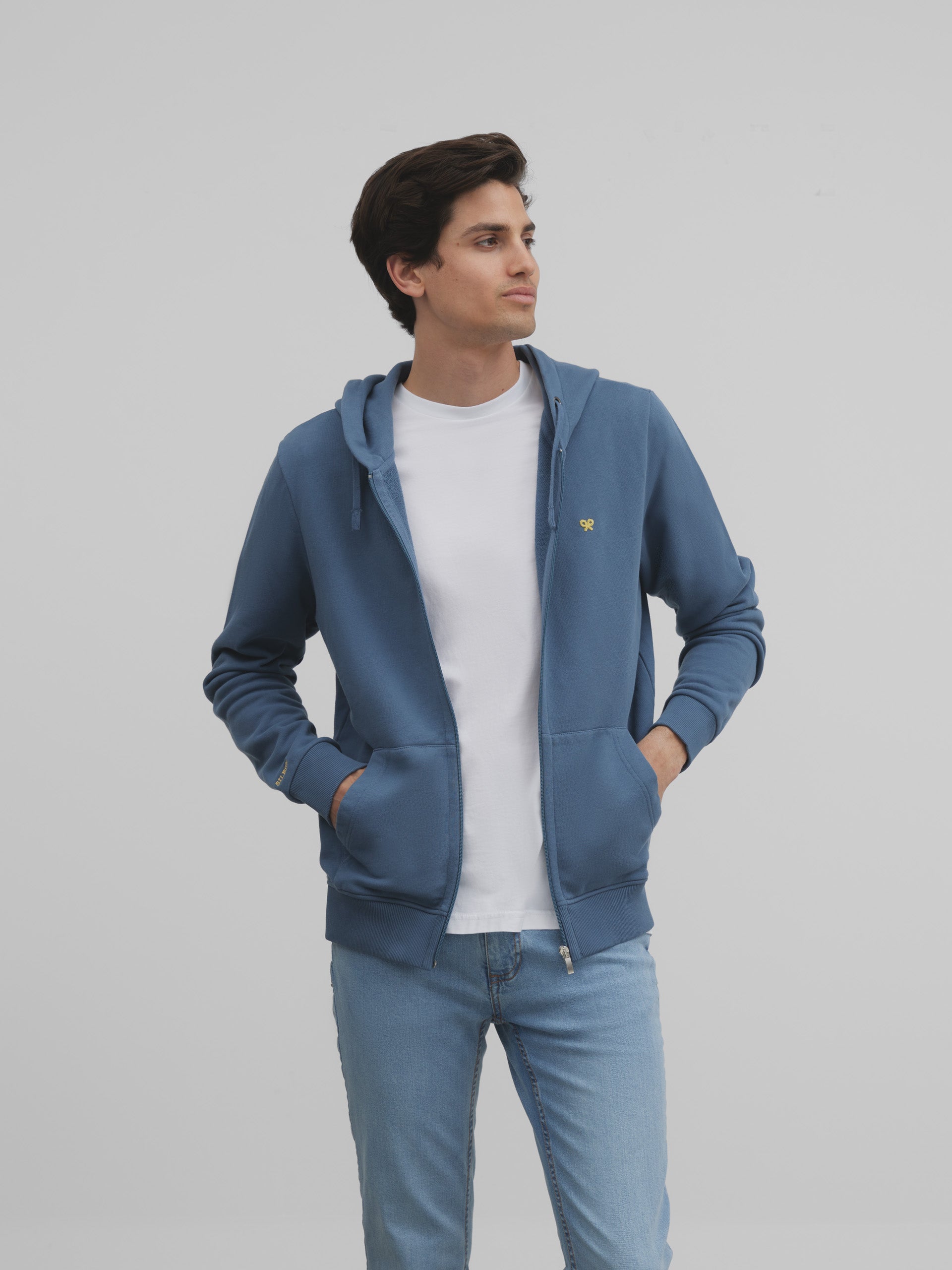 Silbon hooded sweatshirt with indigo blue mini logo