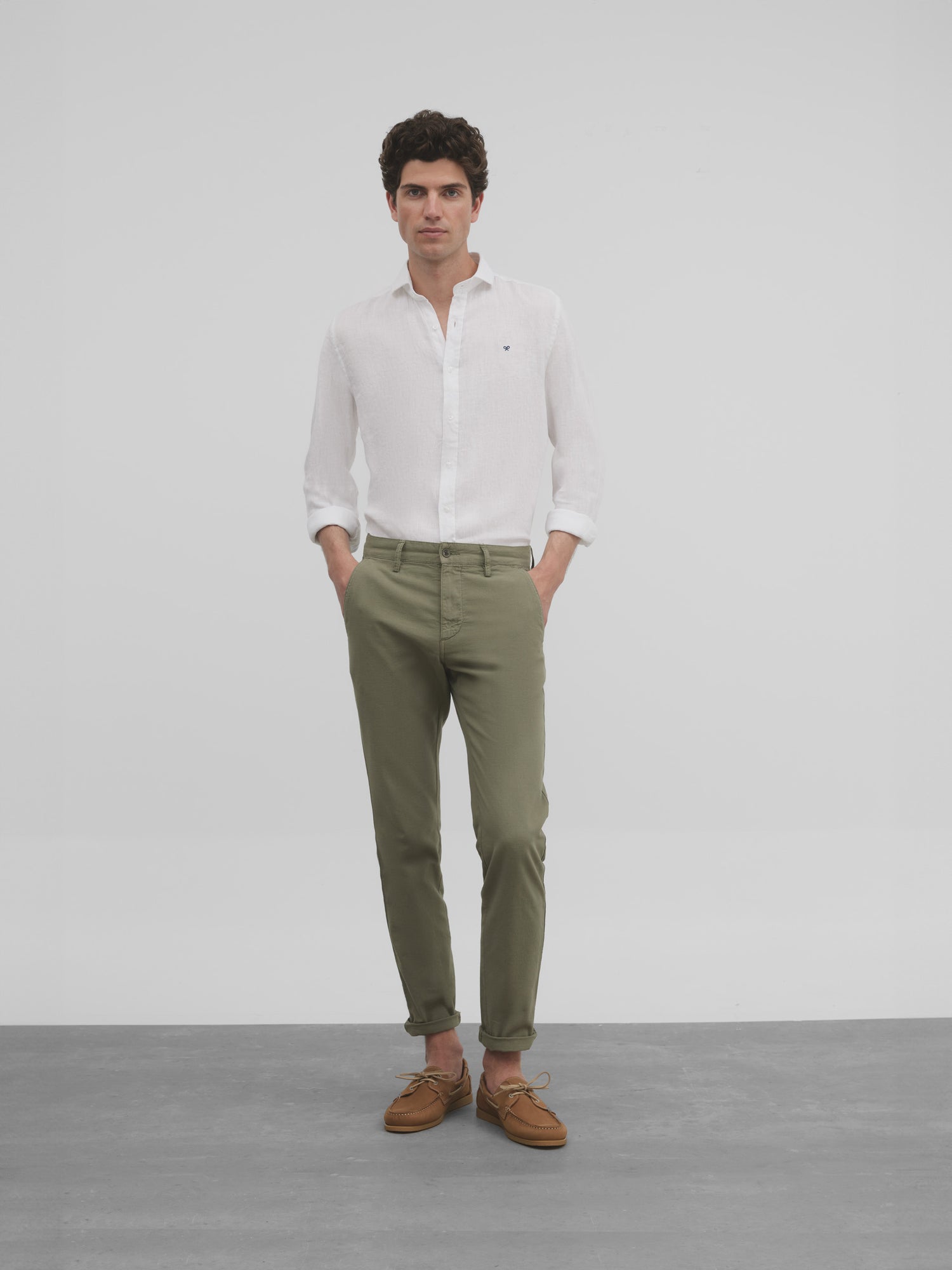 Green linen Chinese sport pants