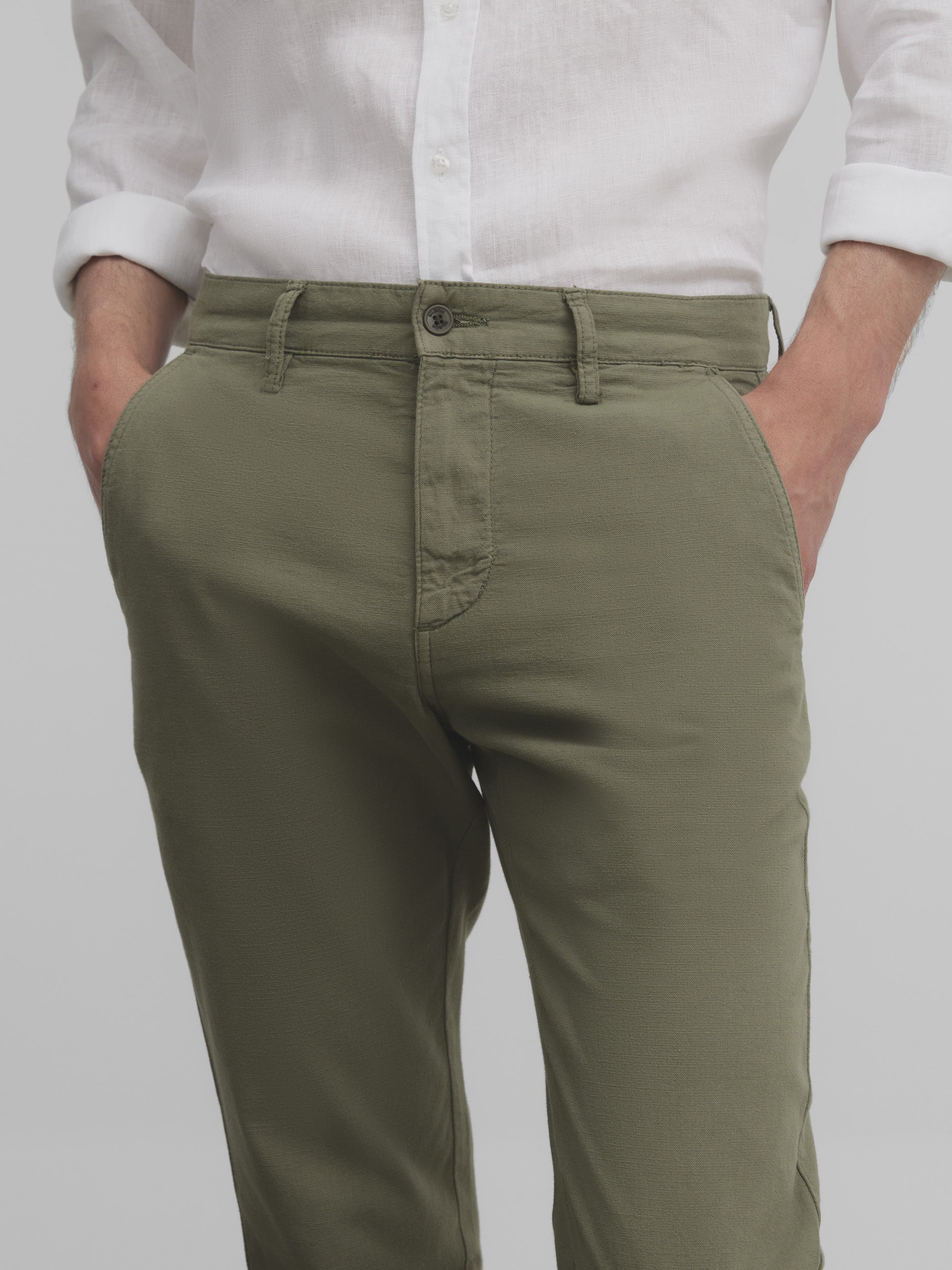 Pantalon sport chino lino verde