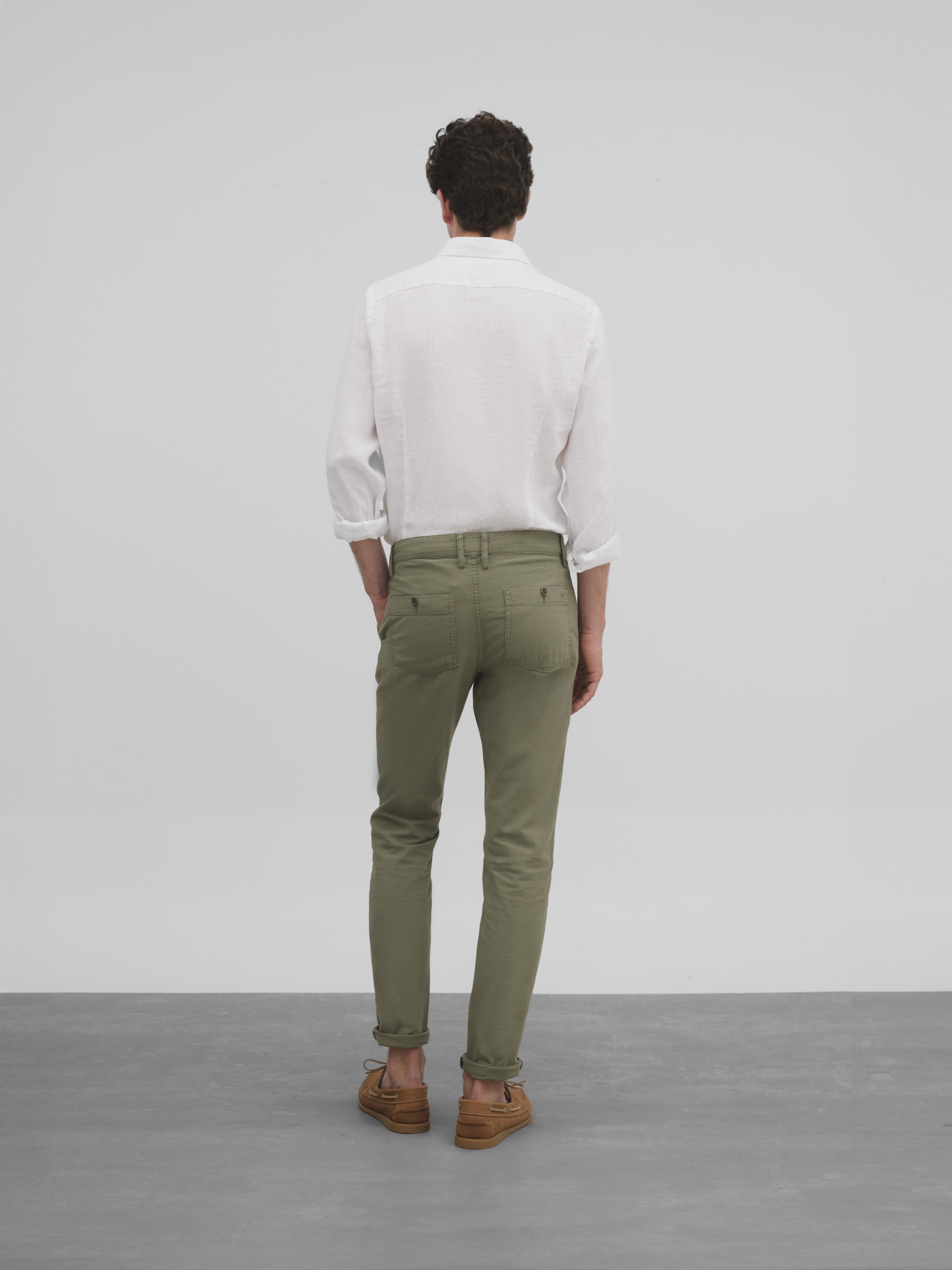 Green linen Chinese sport pants