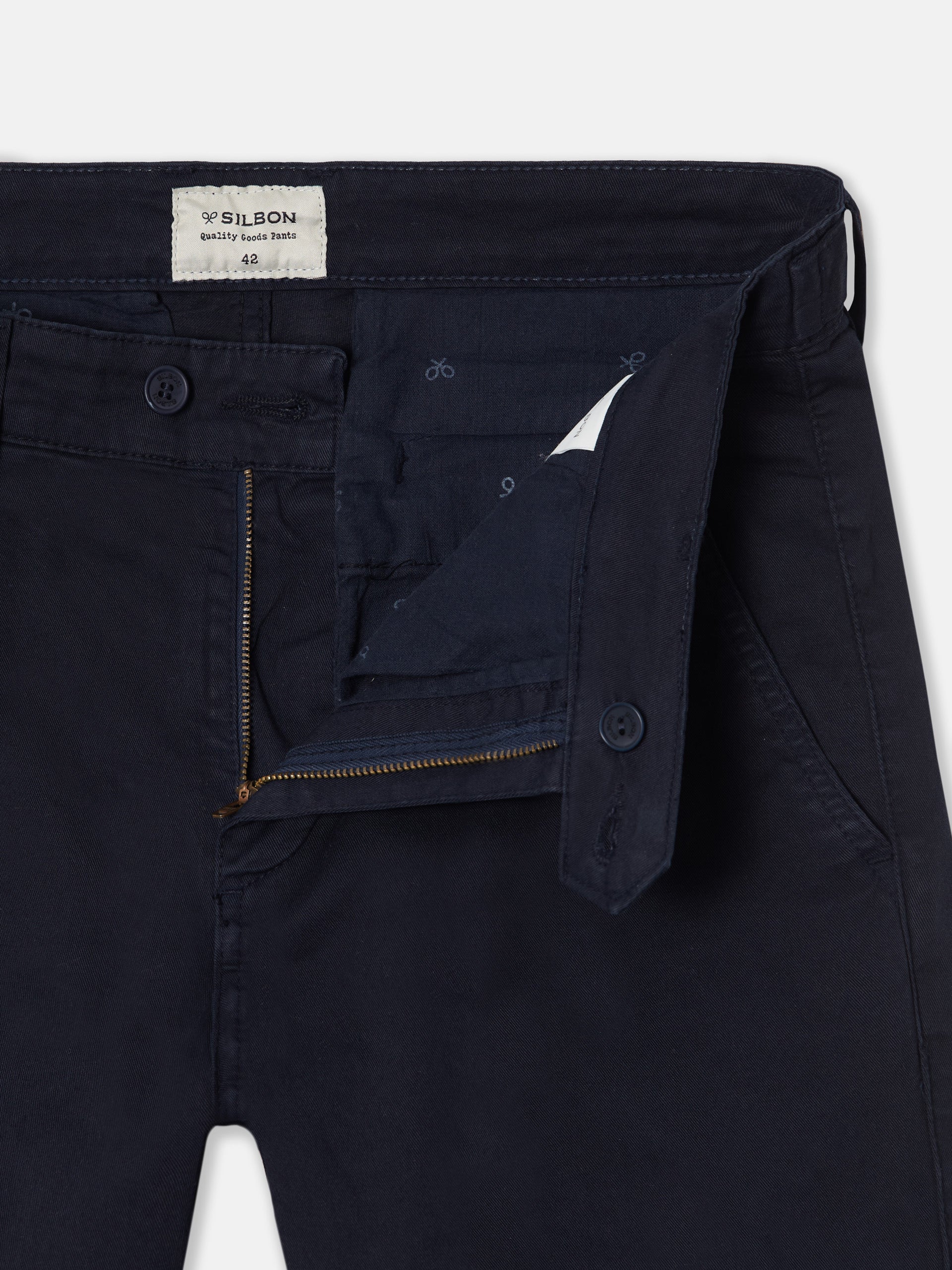 Navy blue pleated chino sport pants