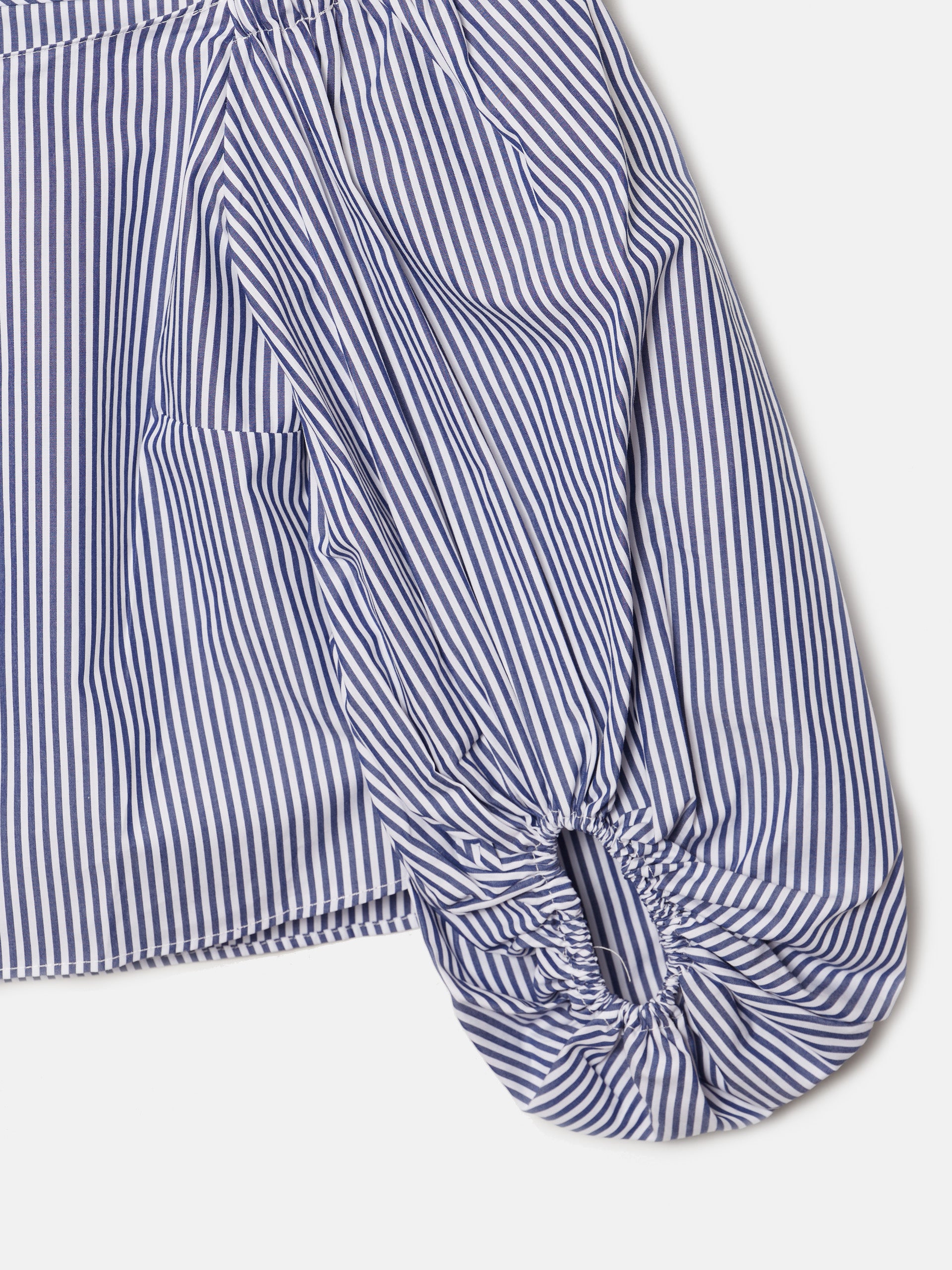 Navy blue striped neckline blouse
