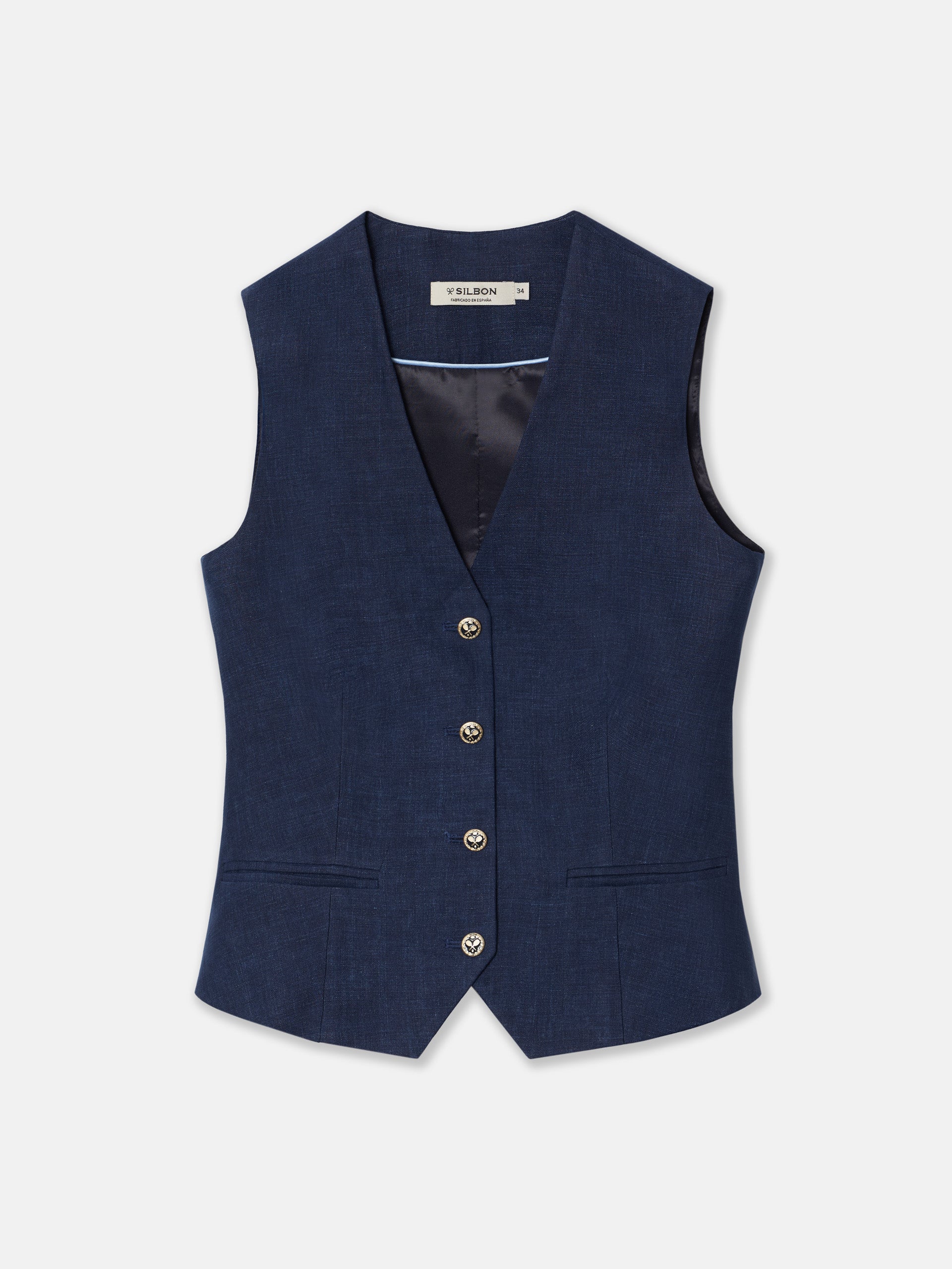 Women's blue linen vest