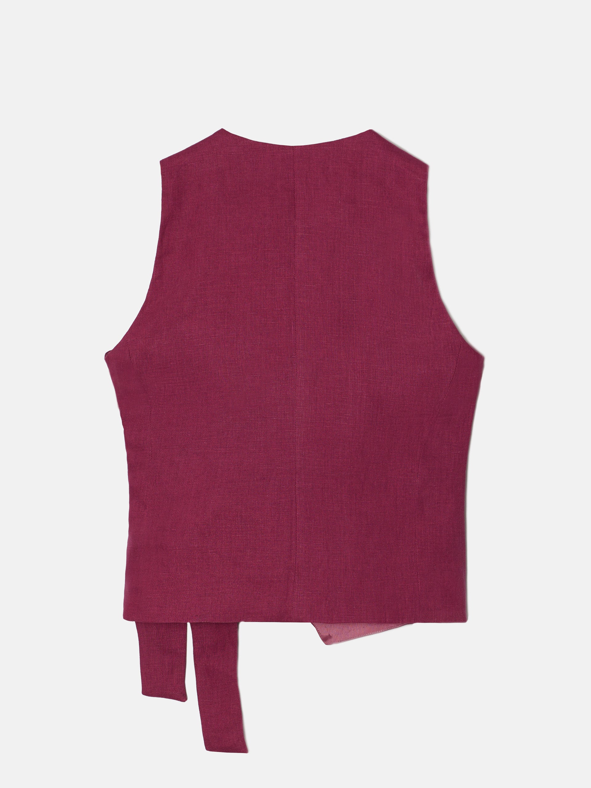 Raspberry linen laced vest