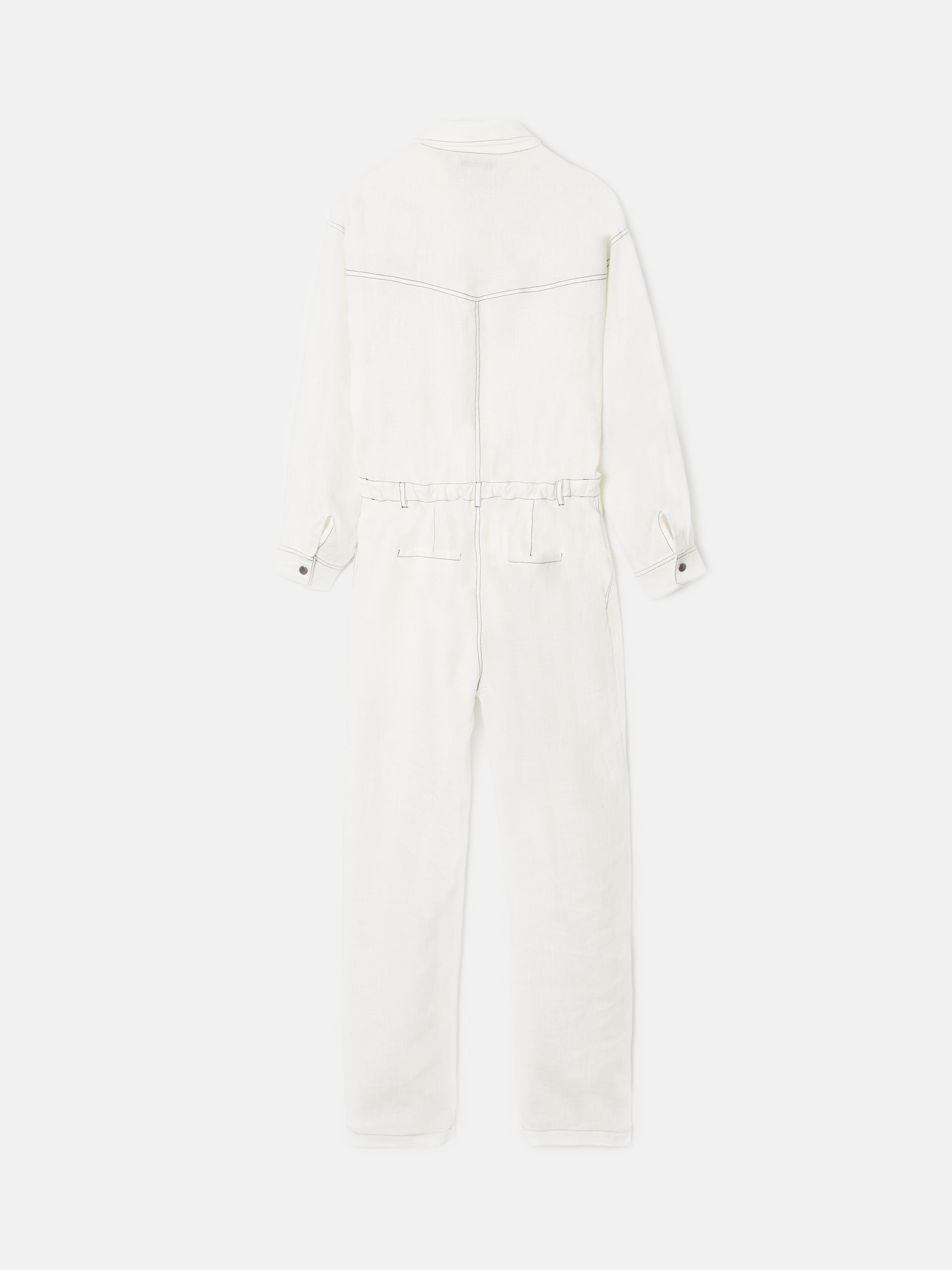 Long white linen jumpsuit