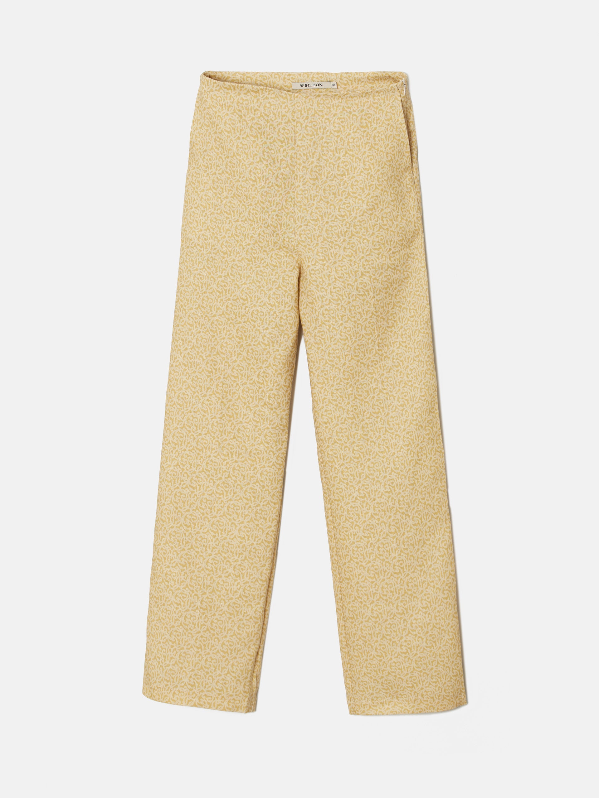 Yellow printed linen pants