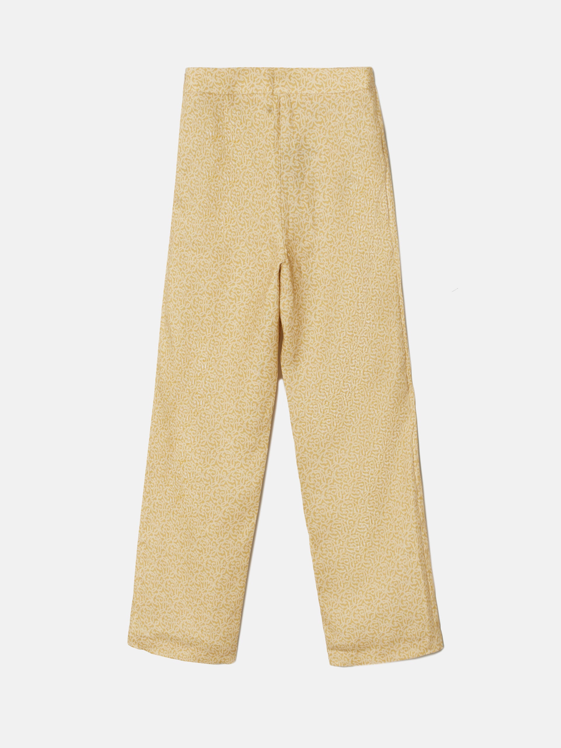 Yellow printed linen pants