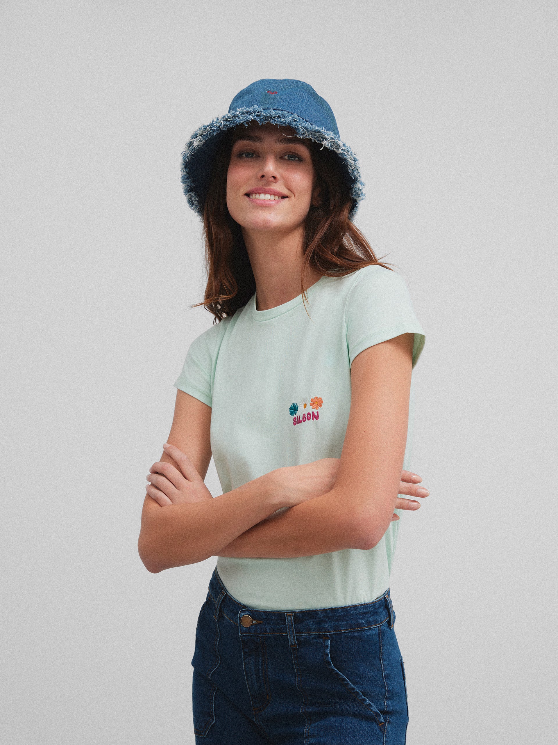 Camiseta woman silbon flores verde
