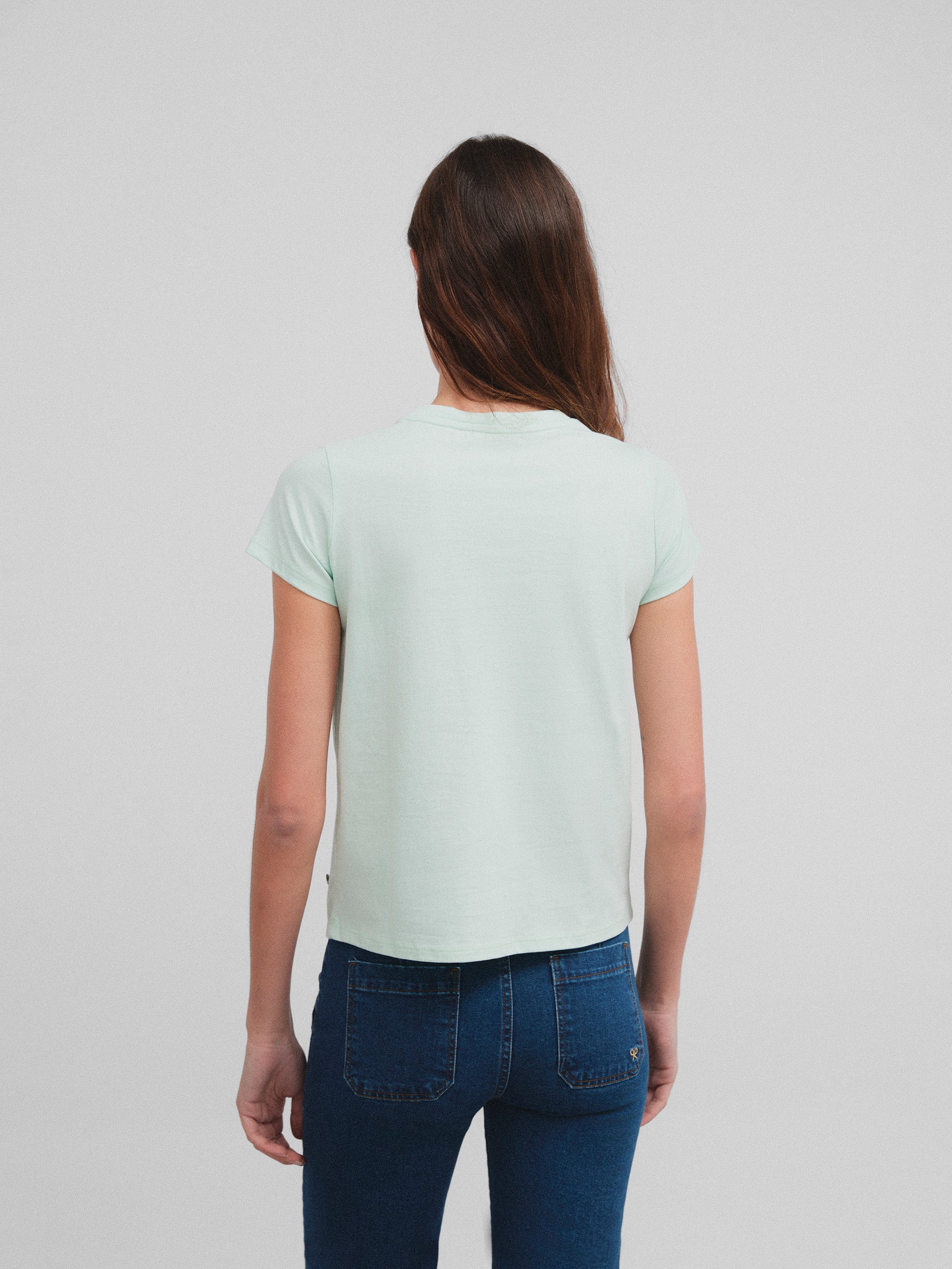 T-shirt femme fleurs vert silbon