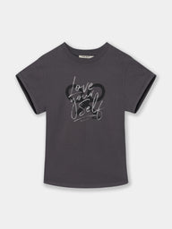 Camiseta woman manga roll out negra