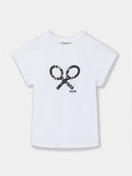 Camiseta woman manga roll out blanca