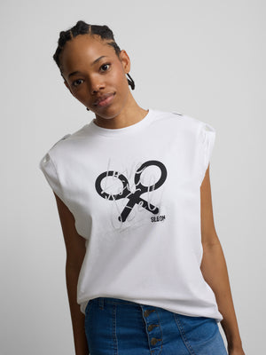 Camiseta woman manga roll out blanca