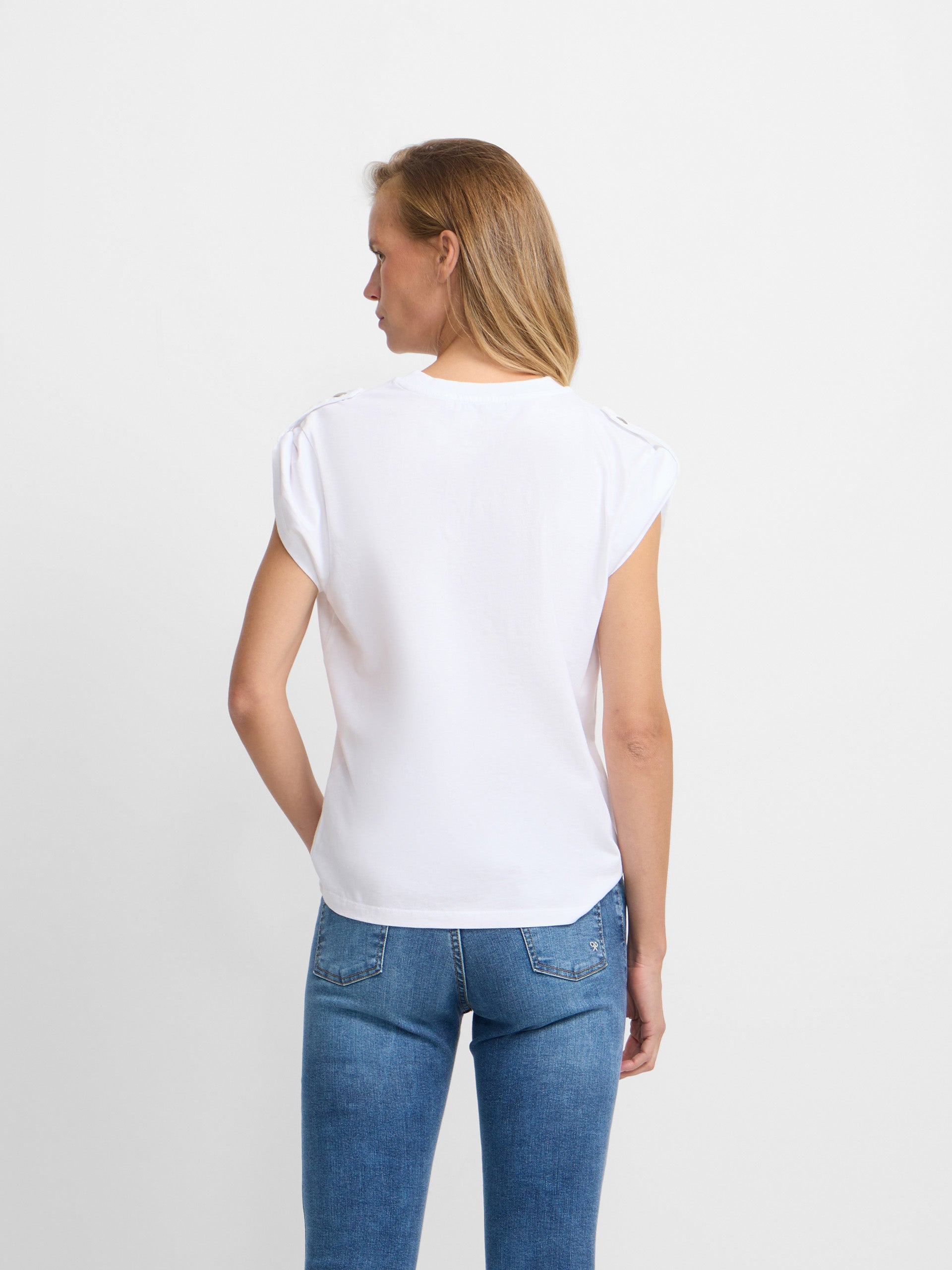 Camiseta woman manga roll out blanca