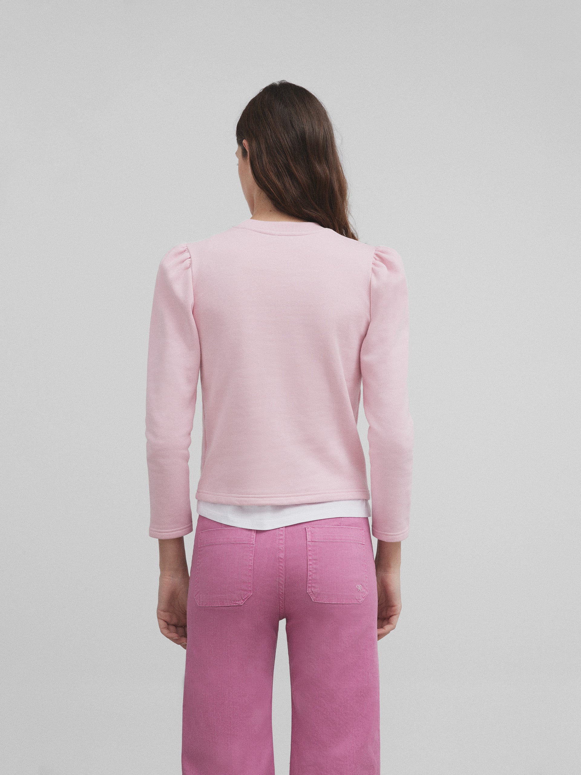 Women's pink puff sleeve sweatshirt
