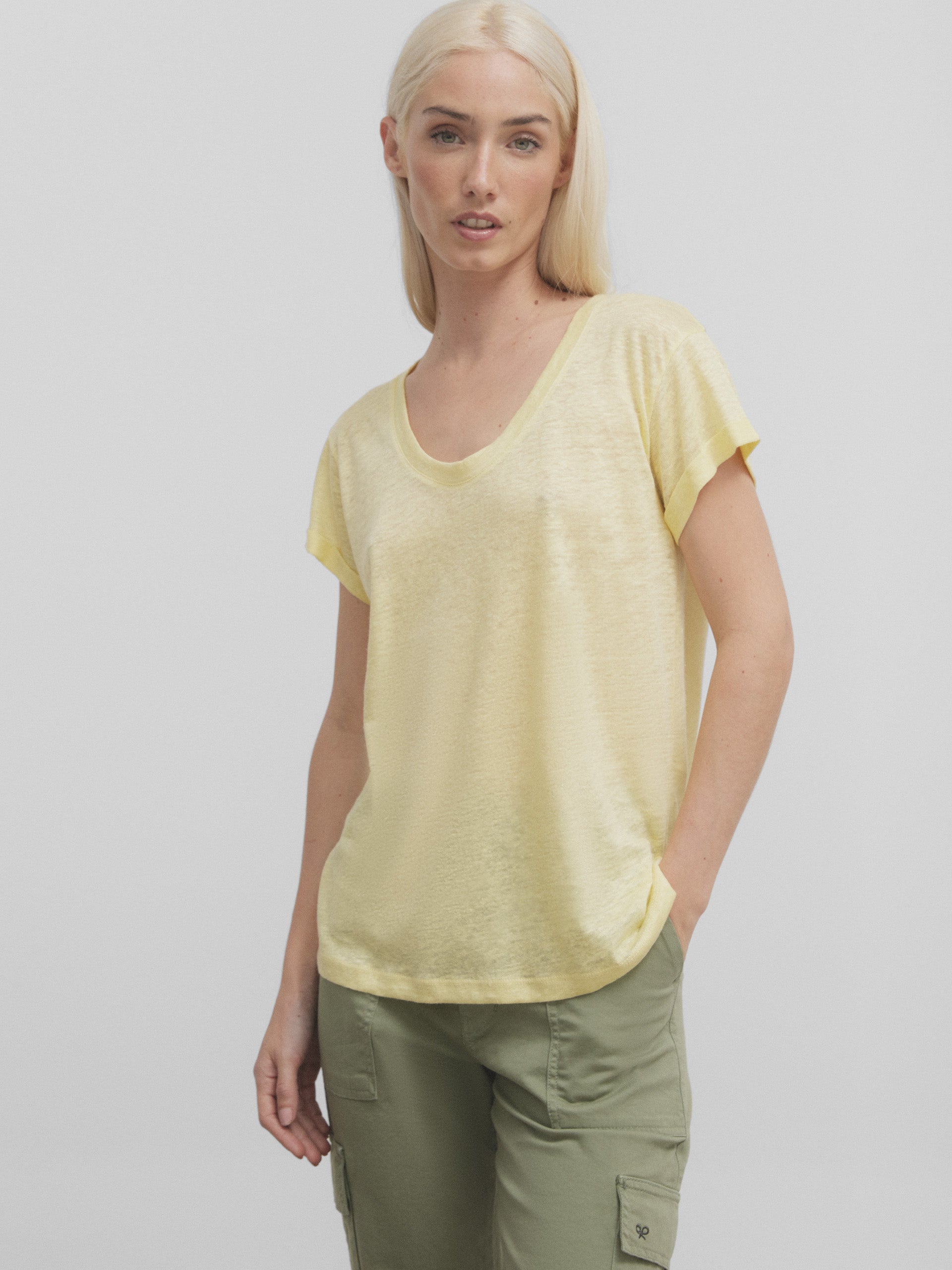 T-shirt en lin raquette pailleté jaune