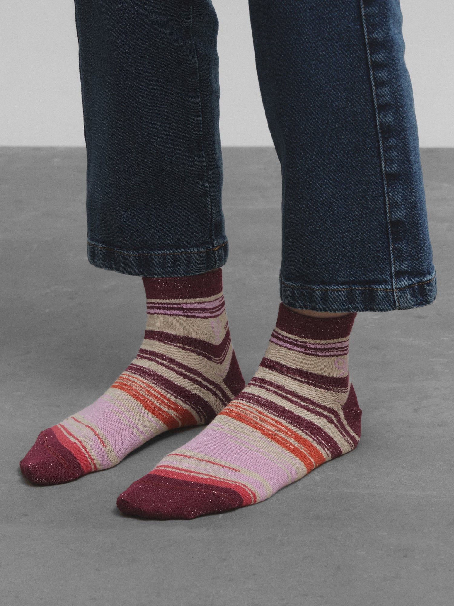 Pink ikat ankle socks