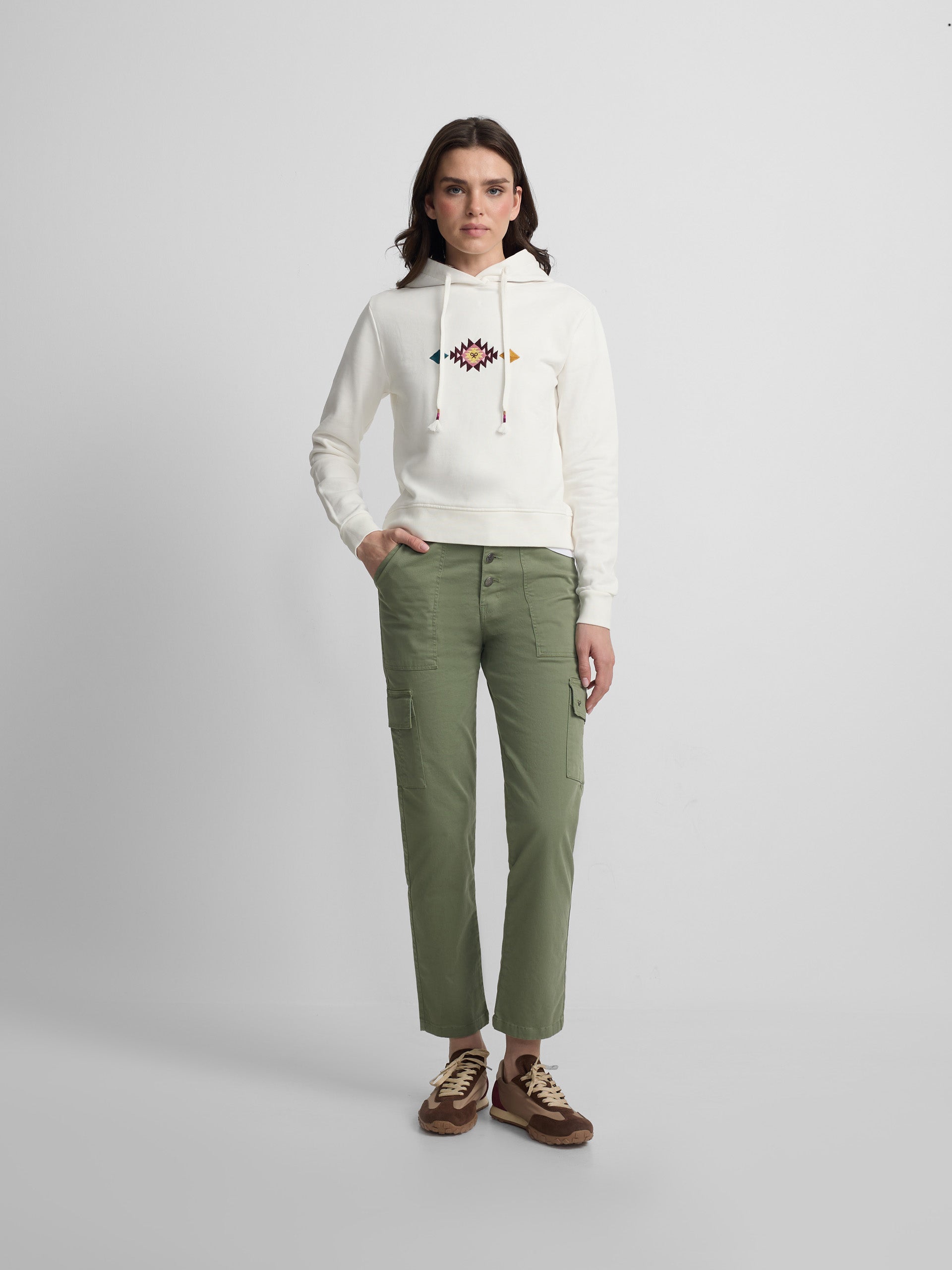 Pantalon woman denim cargo khaki