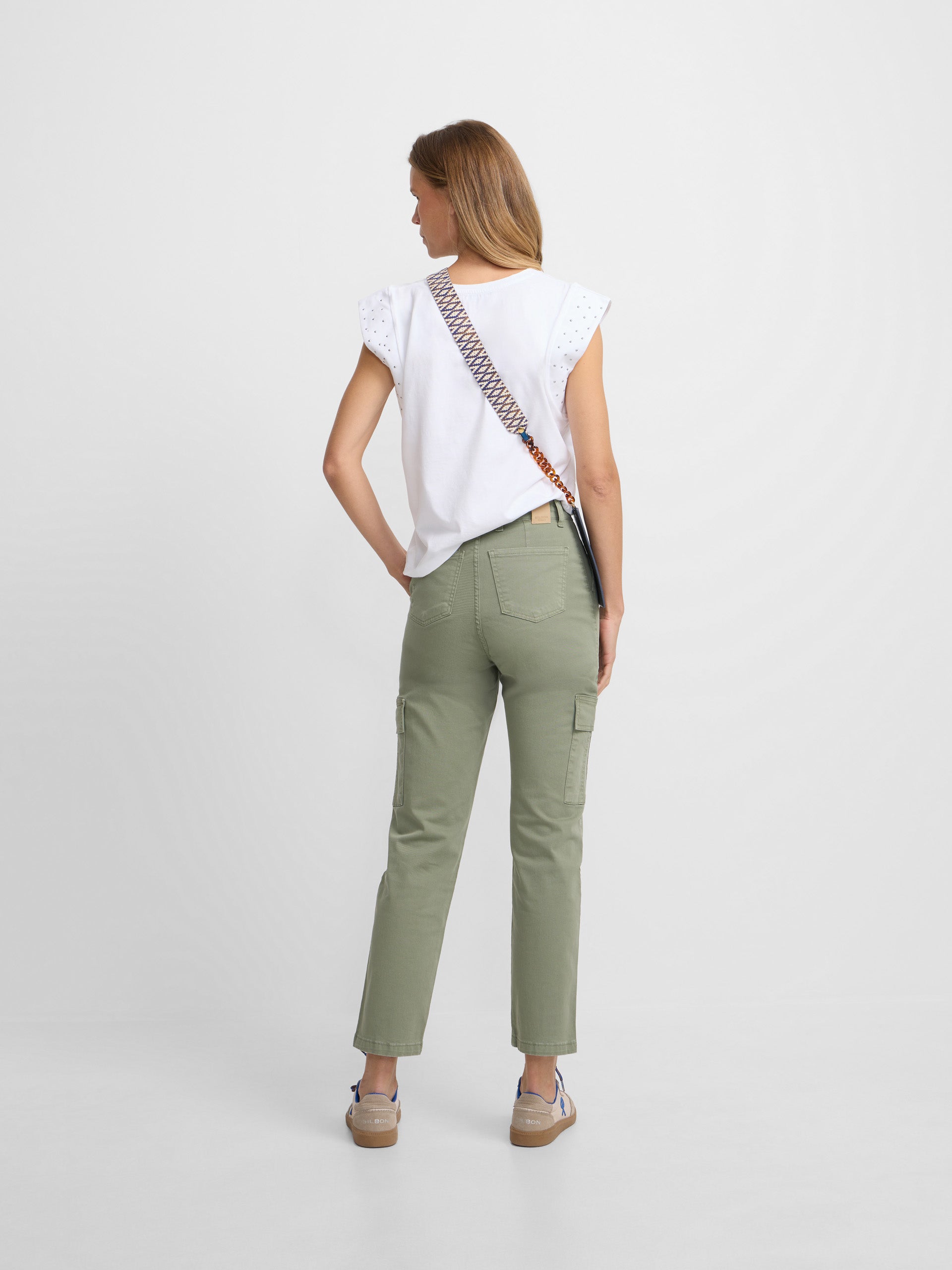 Pantalon woman denim cargo khaki